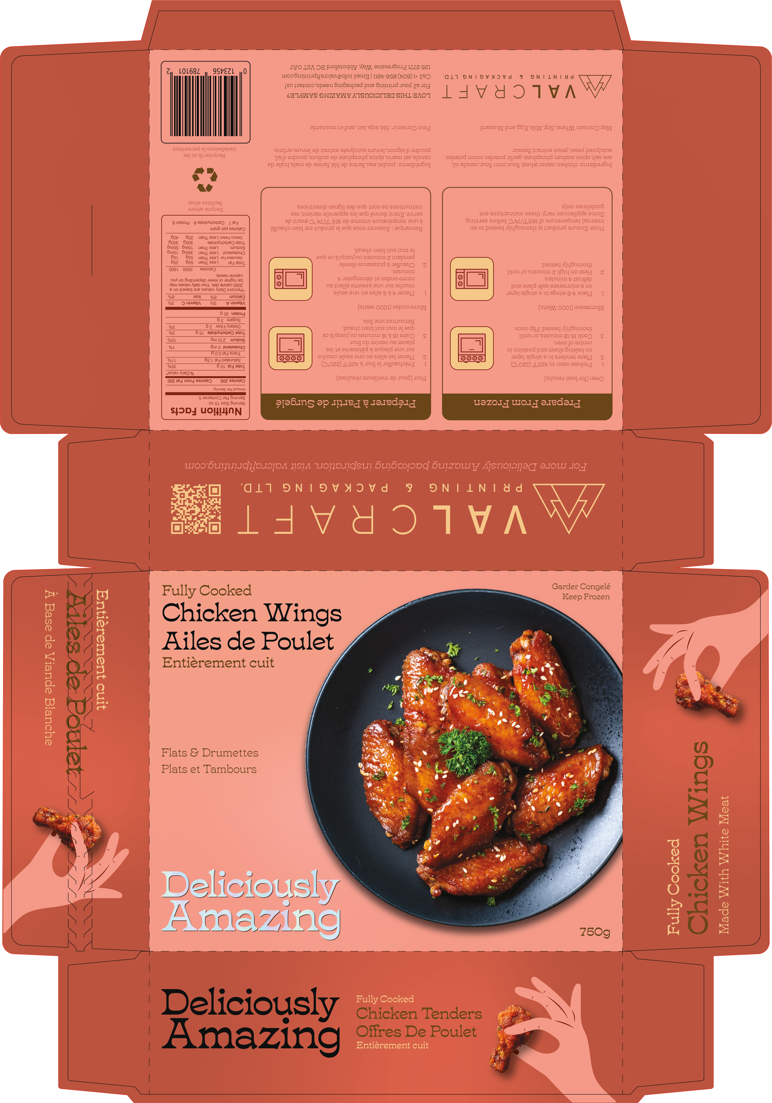 Frozen Chicken Wing Sleeve Dieline