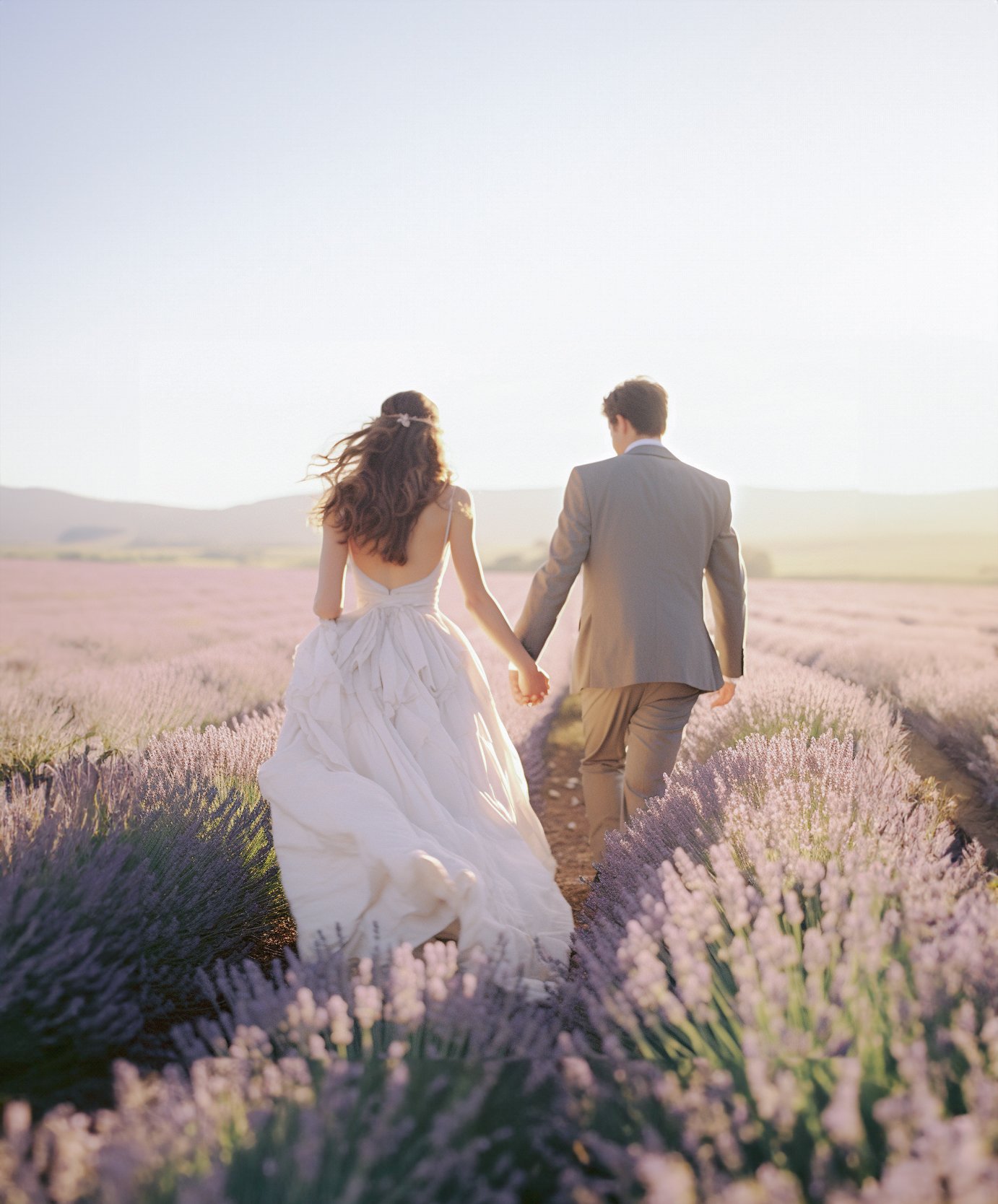 Engagement session in a lavender field by luxury wedding photographer Amanda Watson