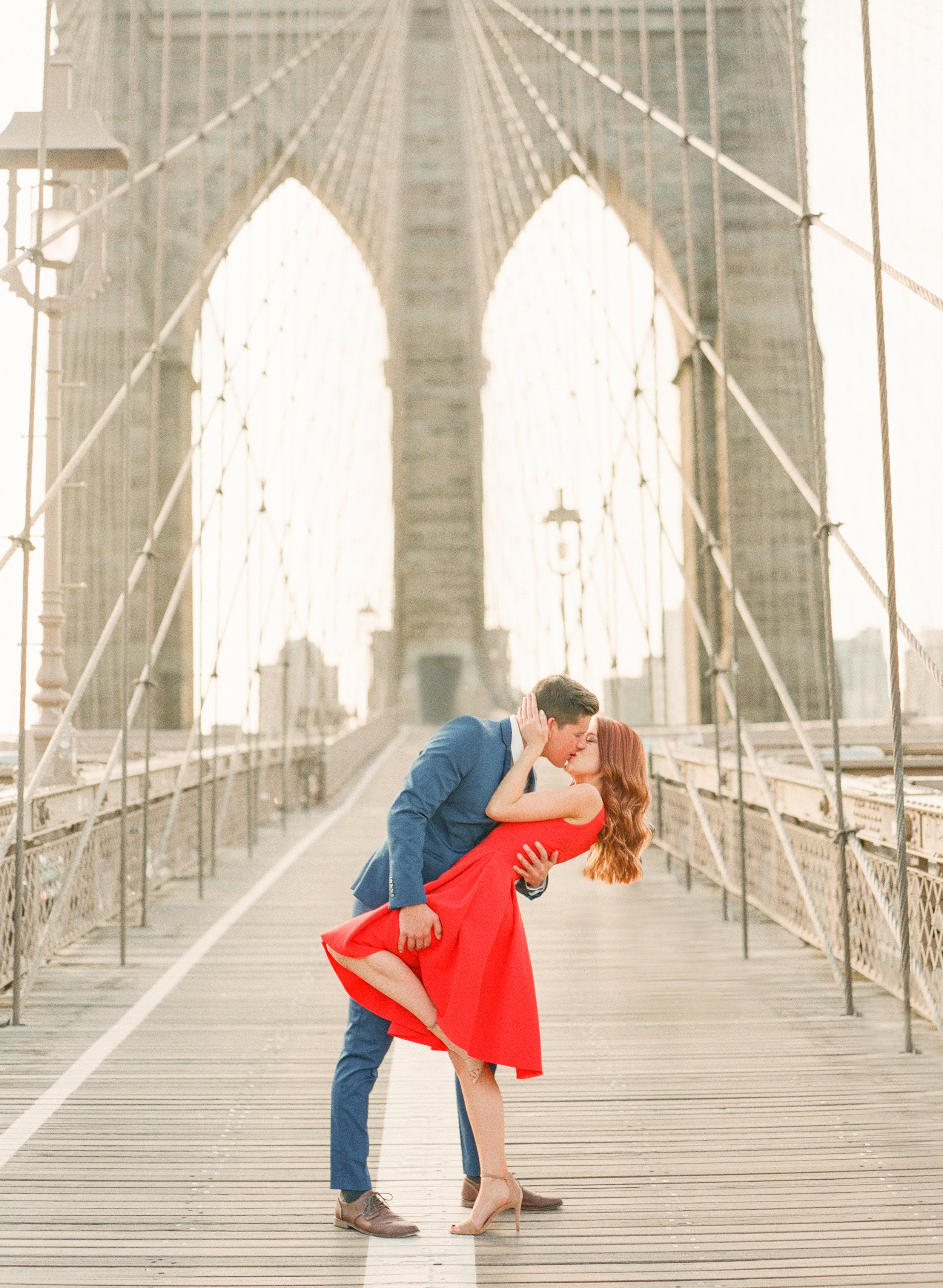 New York City engagement session at the Brooklyn Bridge by luxury wedding photographer Amanda Watson