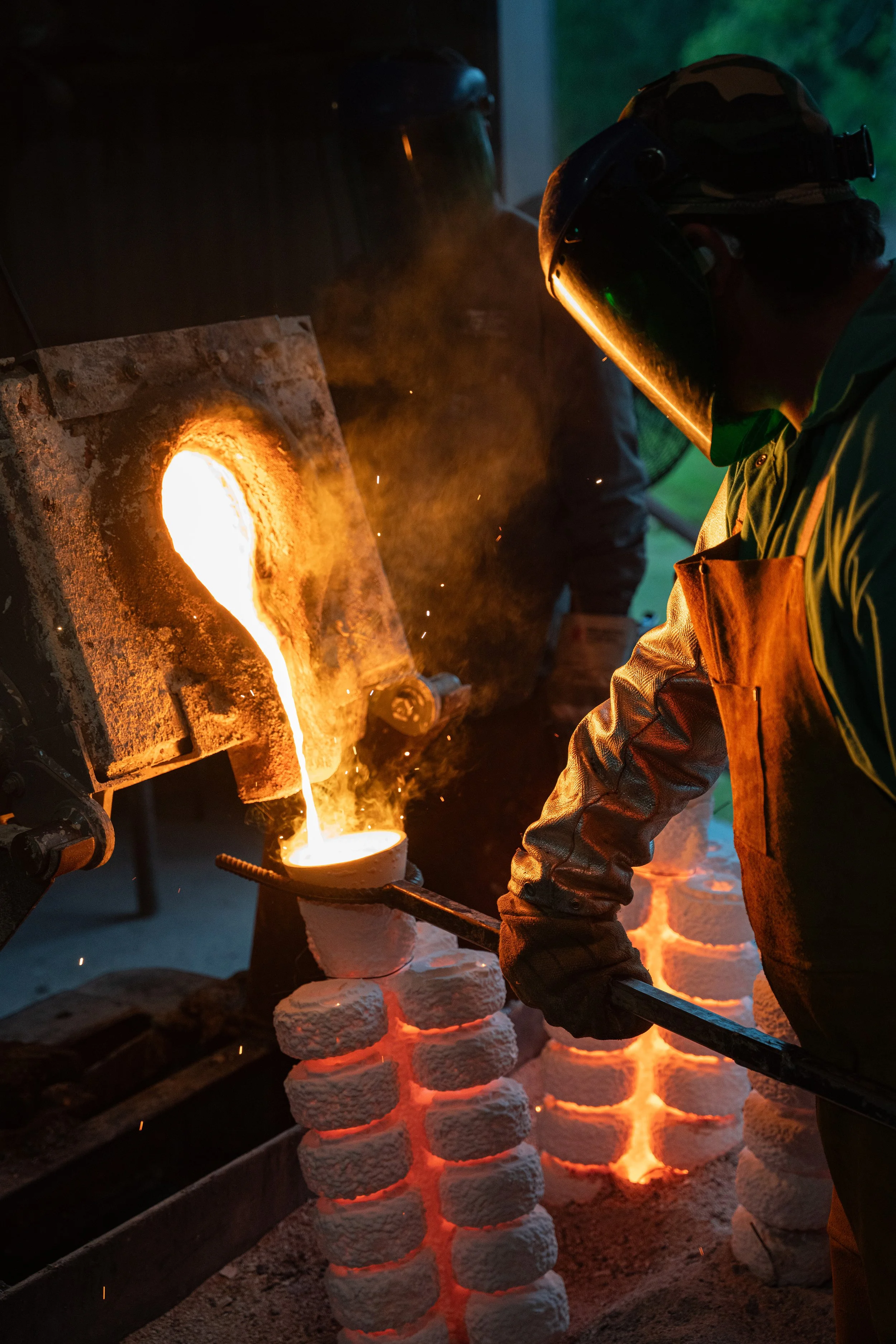 Metal alloy pouring at IPC's Texas foundry