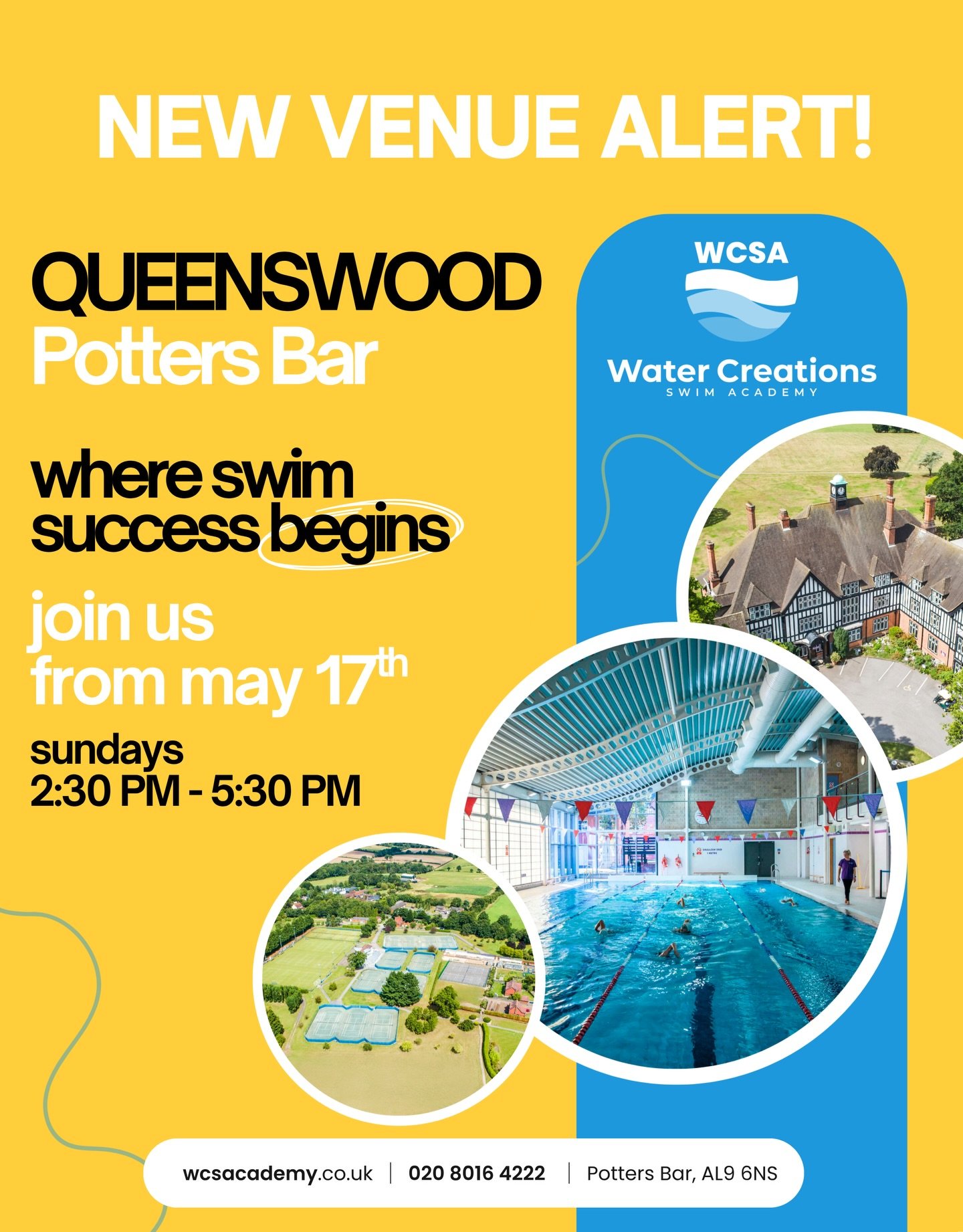 🚨 NEW VENUE ALERT 🚨

We&rsquo;re incredibly excited to be announce our new swim venue at Queenswood School, starting from 17th May 2026.

Lessons will run on Sundays between 2:30 PM and 5:30 PM.

If you&rsquo;re looking for a supportive, structured