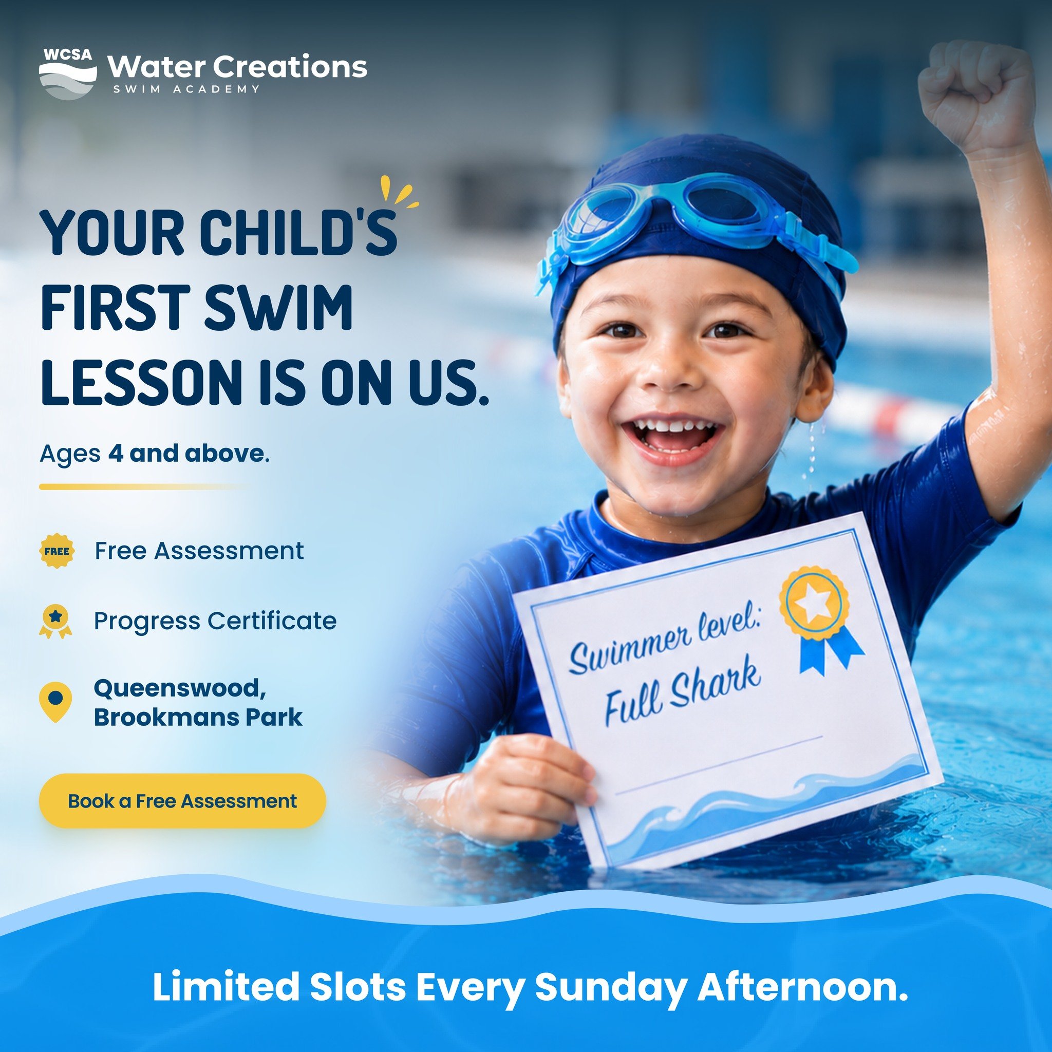 Every great swimmer starts somewhere.

Join us at Queenswood School, Brookmans Park for a free trial session, complete swim assessment and certificate. It's the perfect way for your child to dip their toes into swimming with a team that will support 