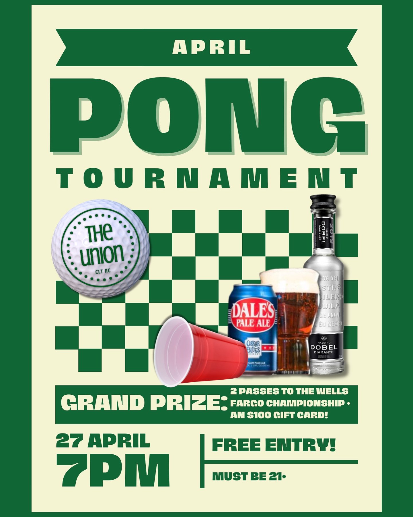 Do you have what it takes to sink the last cup? 👀 Our April Beer Pong Tournament is almost here and the Grand Prize is MAJOR‼️🔥 Tag your best pong partner ⬇️

🗓️ Sat. April 27th
⏰ Check-In will begin at 7pm
❌ Must be 21+