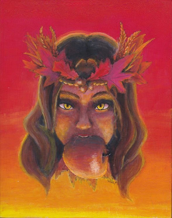 "Woman In Total Control of Herself" - Acrylic on Wood Panel, 8x10 - $200, prints available