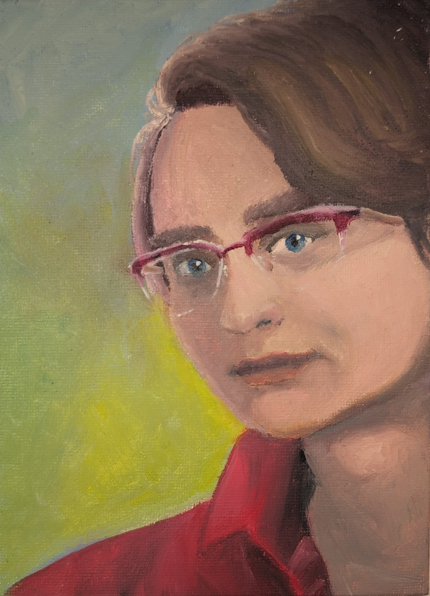 "Self Portrait" - Oil on Canvas Board 5x7 (Uh, make an offer if you really want a portrait of me I guess?)