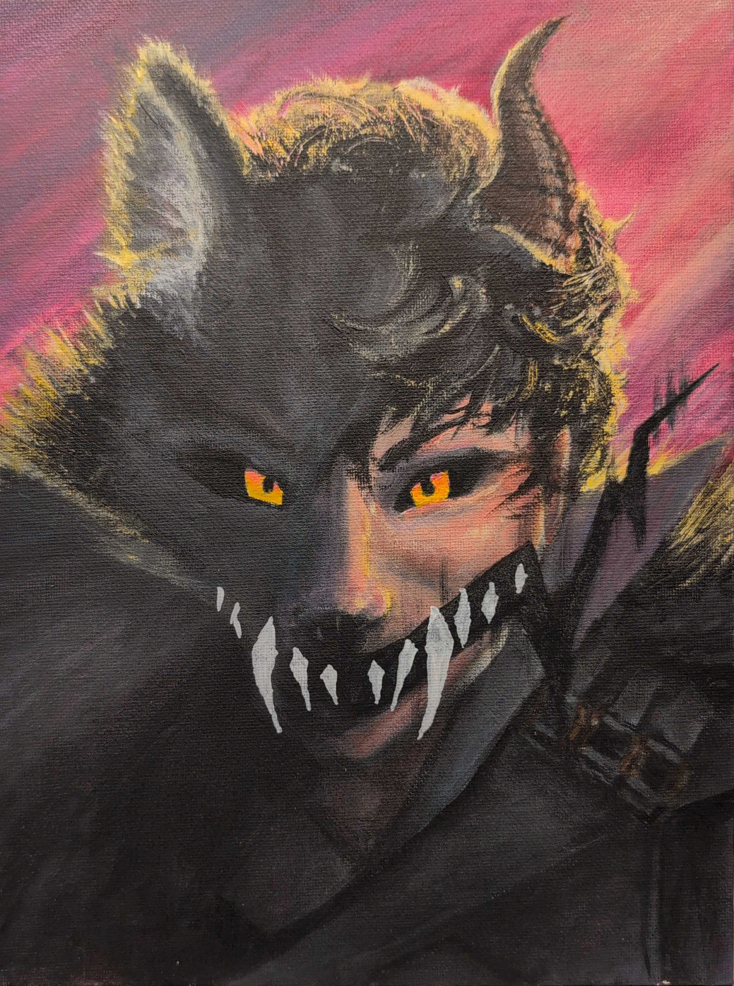 "Fenrir" - Acrylic on Canvas Board, 9x12 - $200, prints available