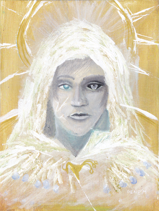 "Saint" - Acrylic on Canvas Board, 9x12 - $200, prints available