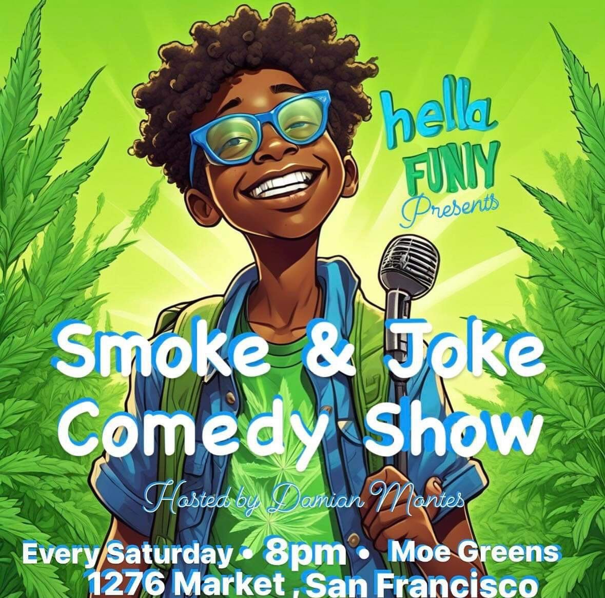 Hosting tonight @moegreenssf 🥬💨 Come through and enjoy a little bit of the devil&rsquo;s lettuce, jazz salad, the sweet green if you will&hellip; I promise that is not one of my actual jokes. See you there!

#hellafunny #sanfrancisco #comedyshow #w