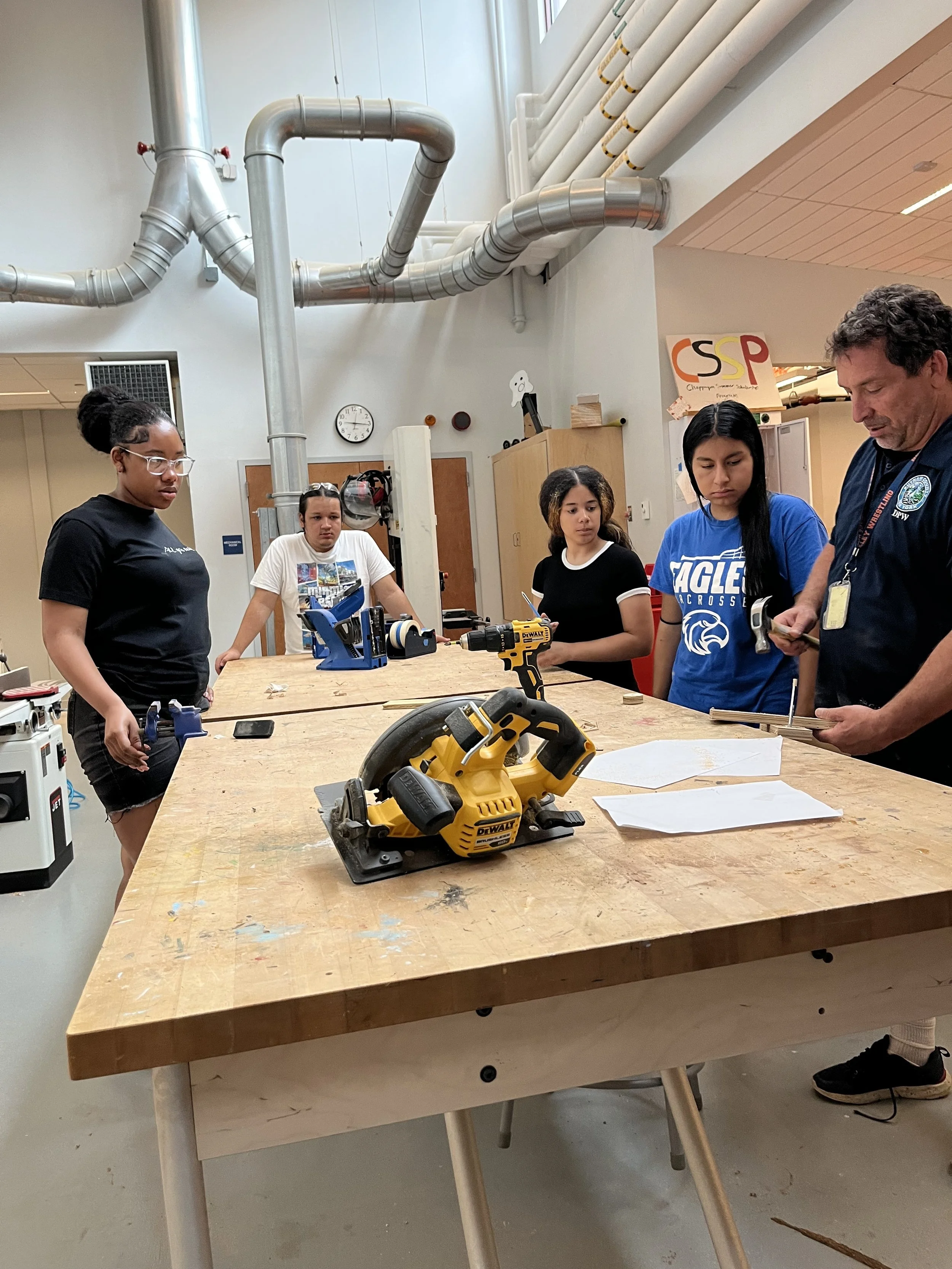 We are so lucky to have Coach DeBellis, Horace Greeley's Greenhouse &amp; STEAM Center Director, getting our scholars acquainted with the tools in the STEAM Center.