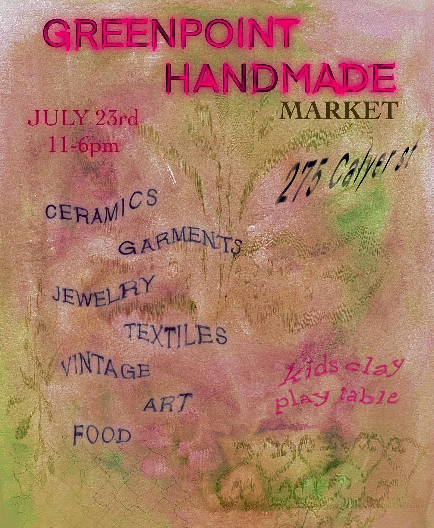 THIS SUNDAYY!! We have an amazing line up of makers, artists and craftspeople vending &hearts;️

We will have a free hands on Clay Table, locally baked goods and a taco truck 🌮🛻

We are located at 275 Calyer Street, open from 11am-6pm 

Shout out t
