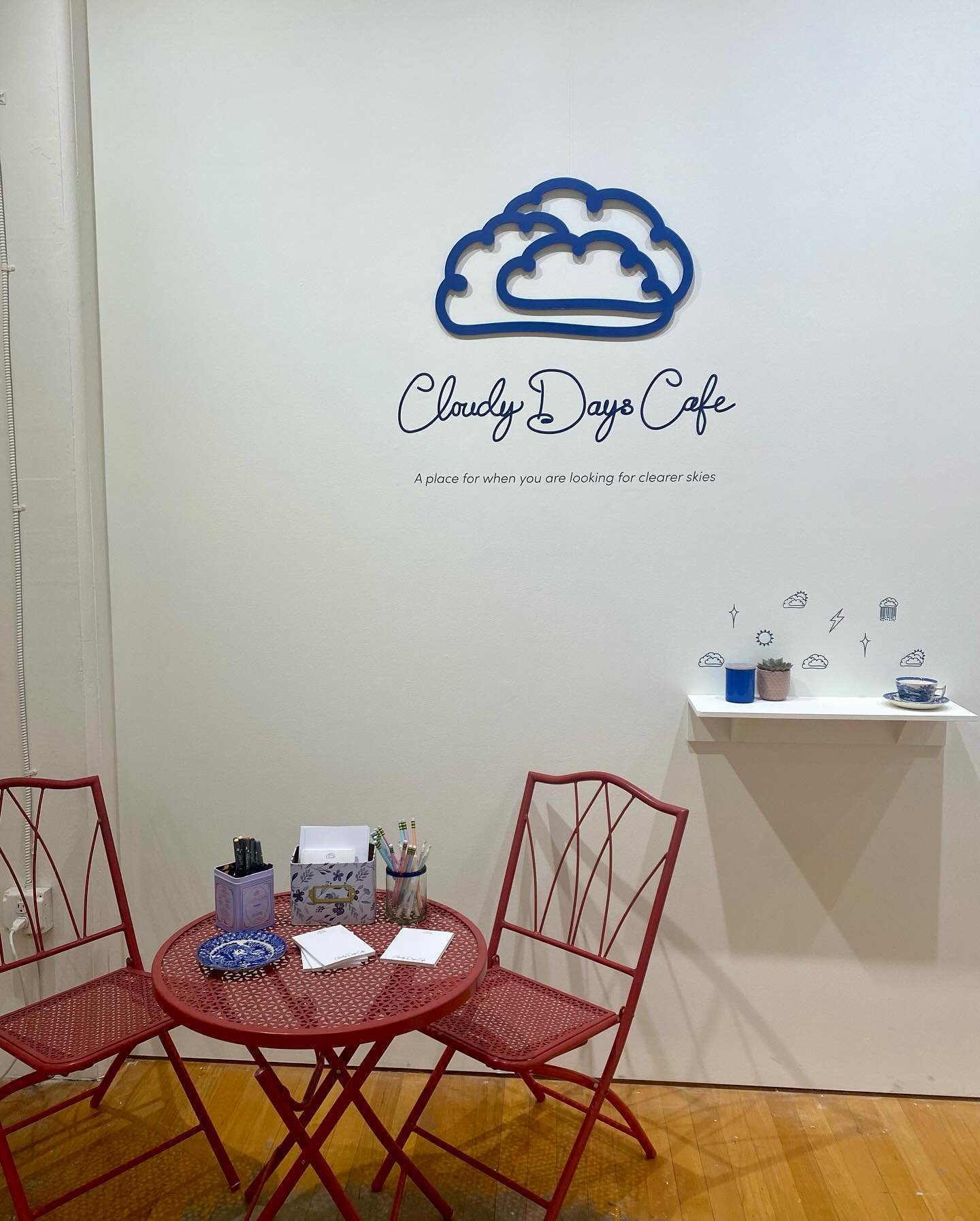 Cloudy Days Cafe marks the end of the last semester of Cornish College of the Arts, a place from which I now hold a degree from.
I created a cafe where people who have anxiety can go and draw away their stresses. An anxious girl in a school of artist