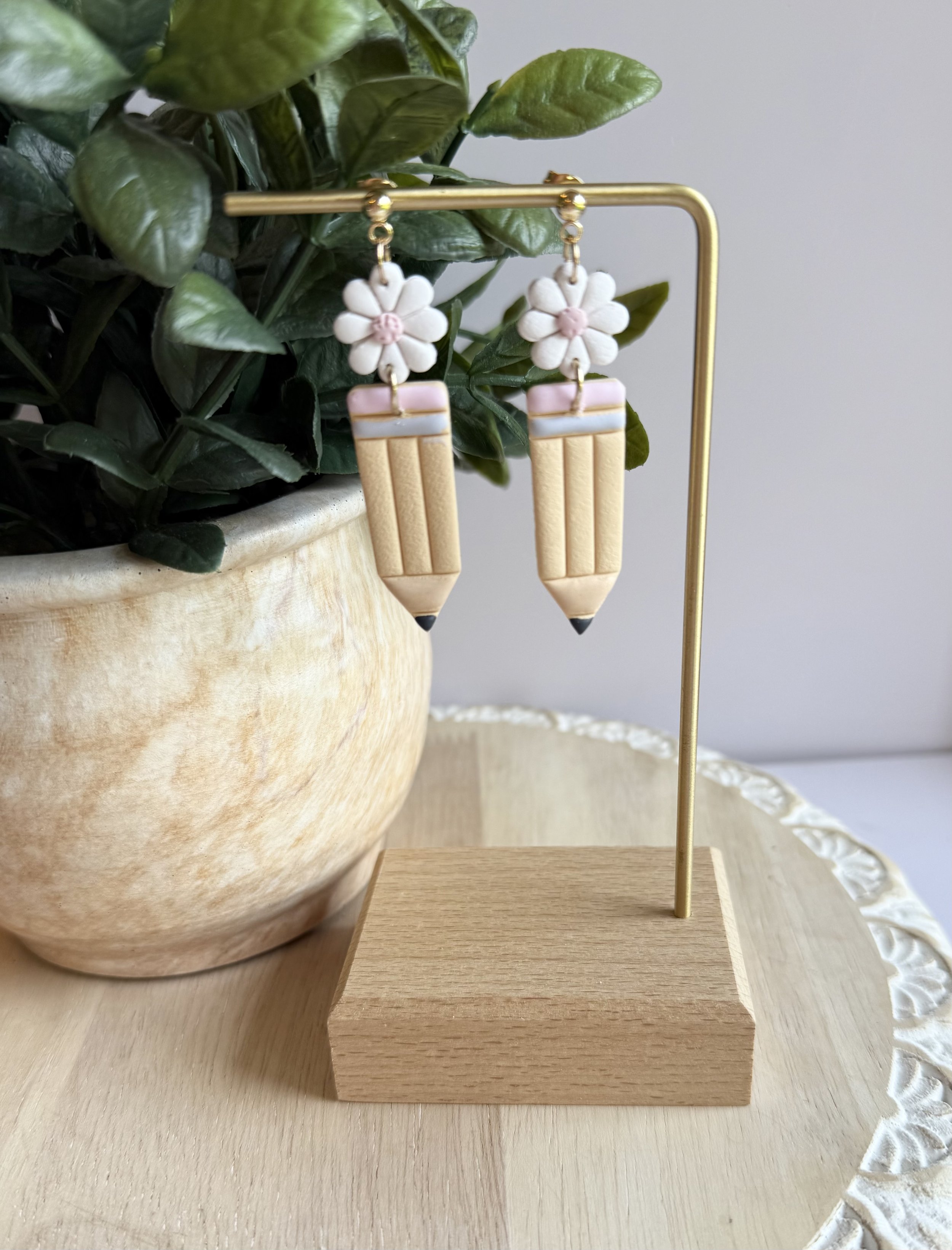 Flower & Pencil Dangle