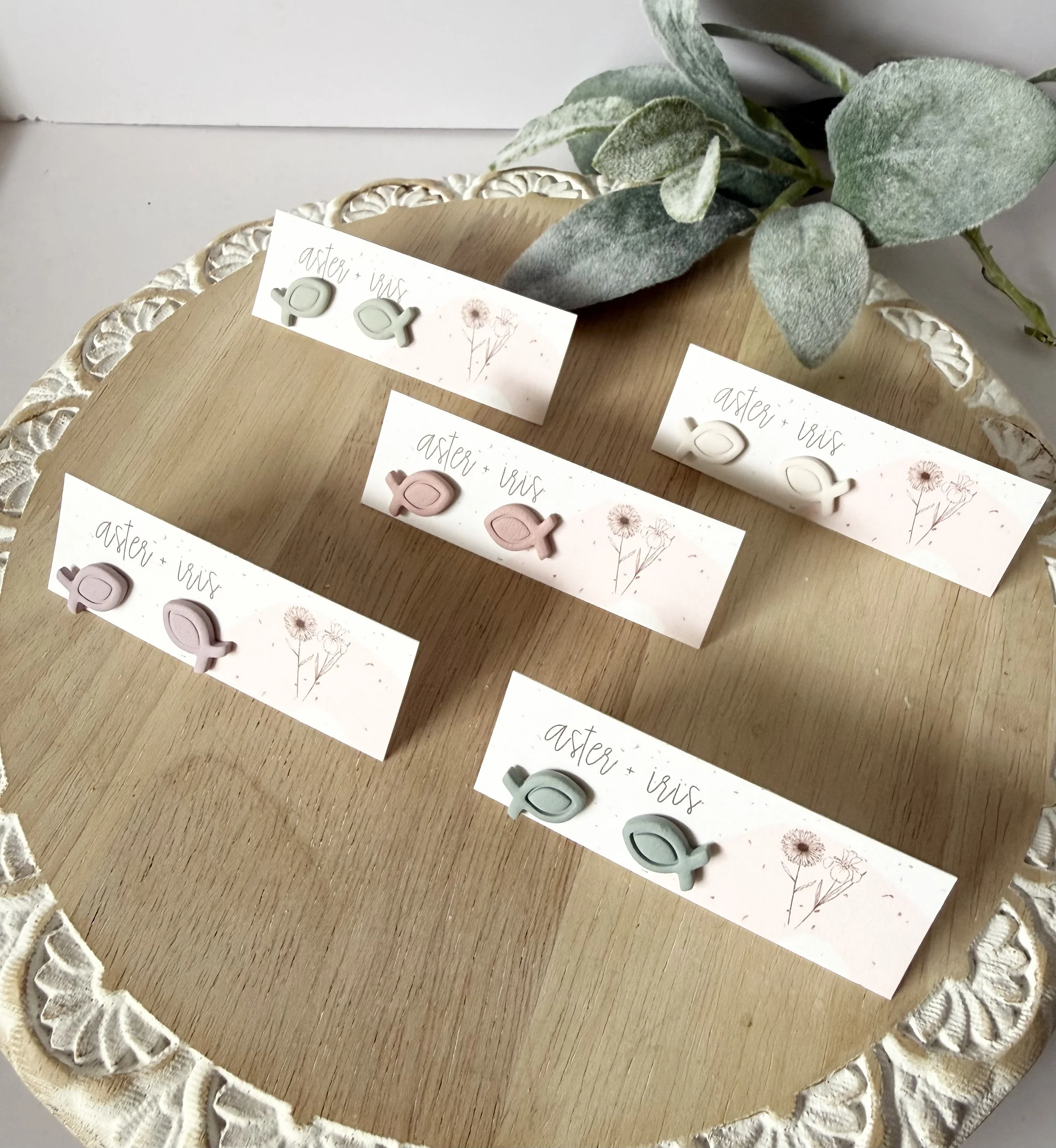 Christian fish studs - 5 colors