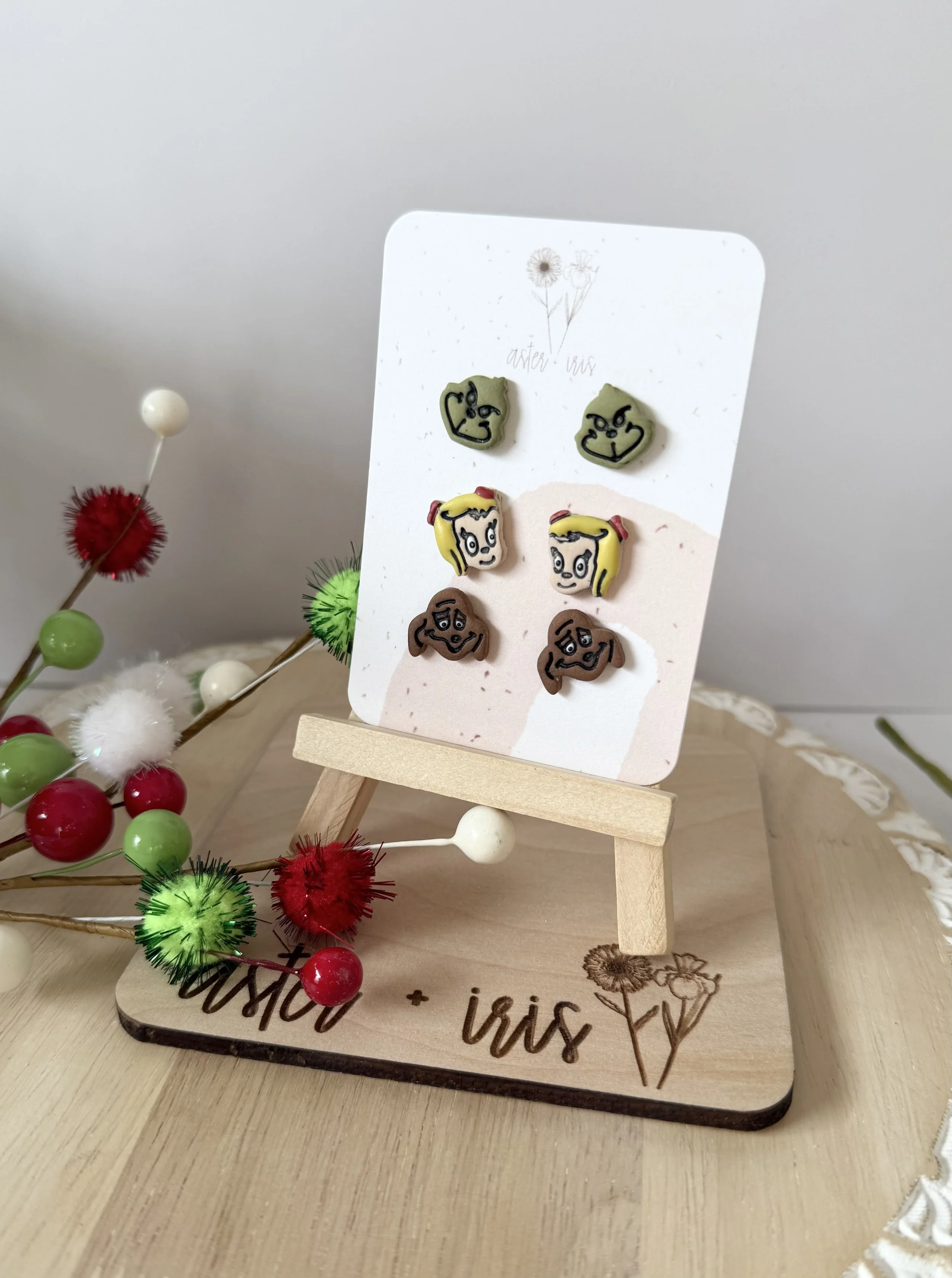 Grinch triple dangle or stud pack