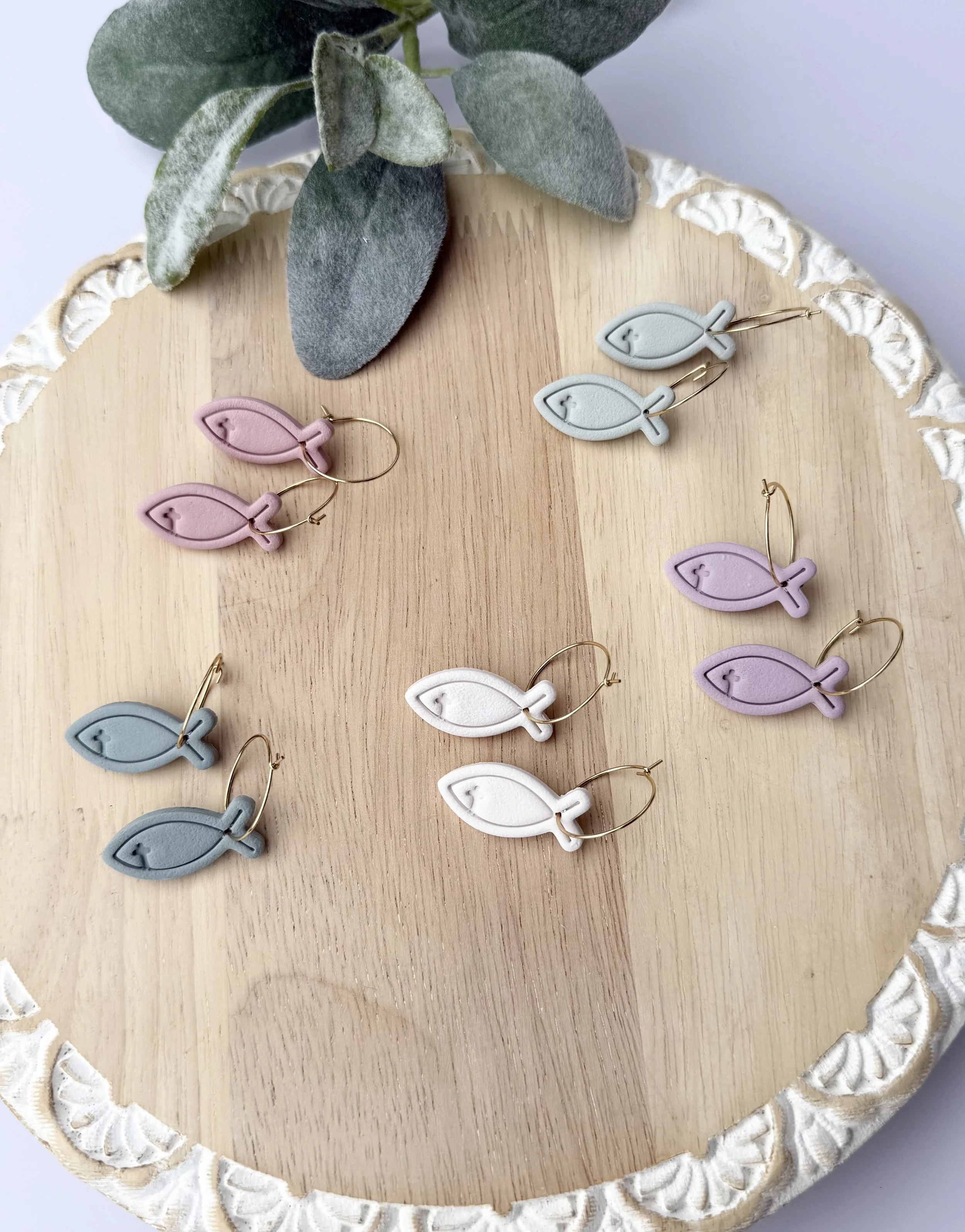 Christian fish hoop - spring palette