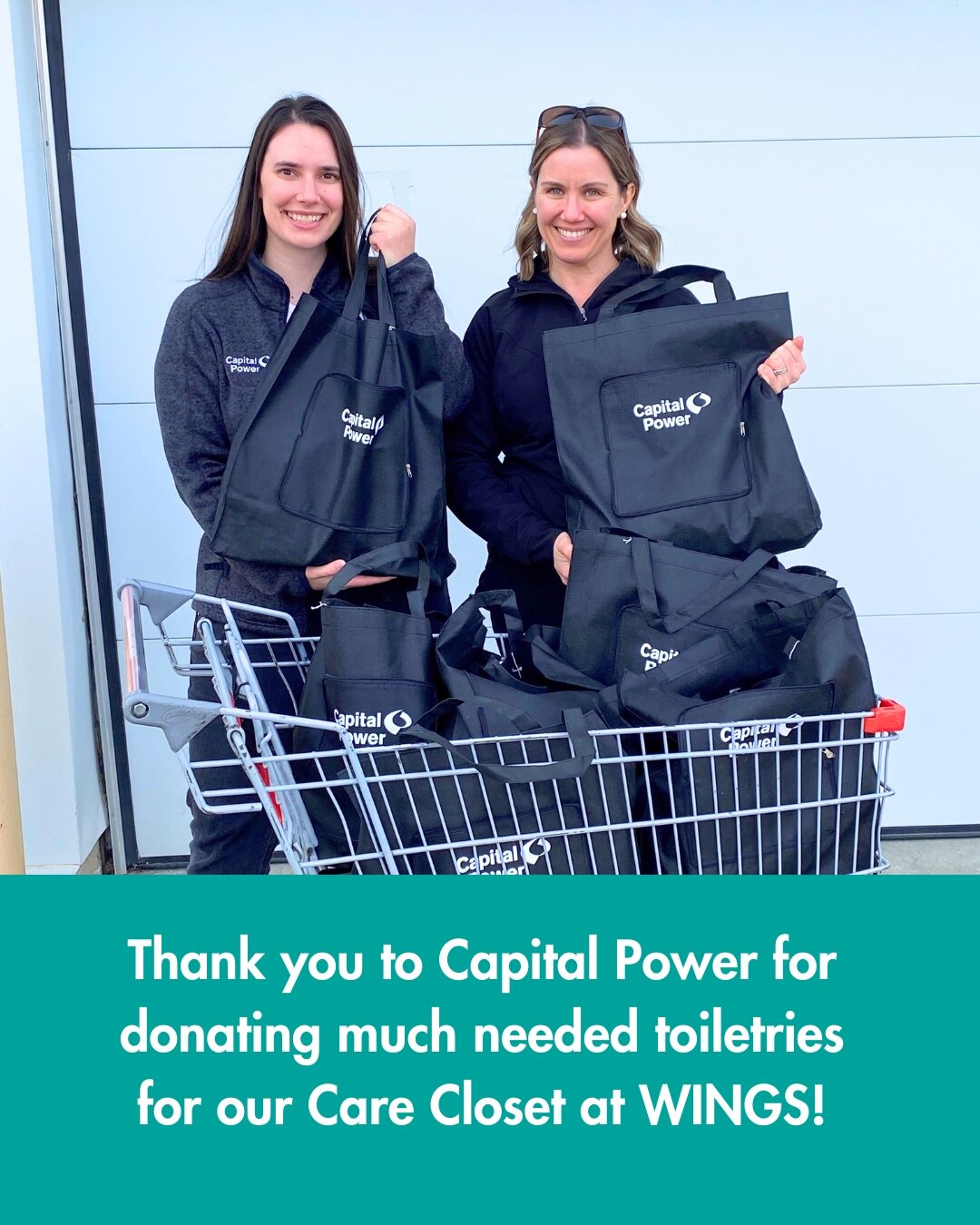 EmpowHER, an Employee Group at Capital Power focused on growth and empowerment of women recently collected much needed items at their Edmonton region locations to donate to the families at WINGS.  They stopped by this week with a cart load full of ne