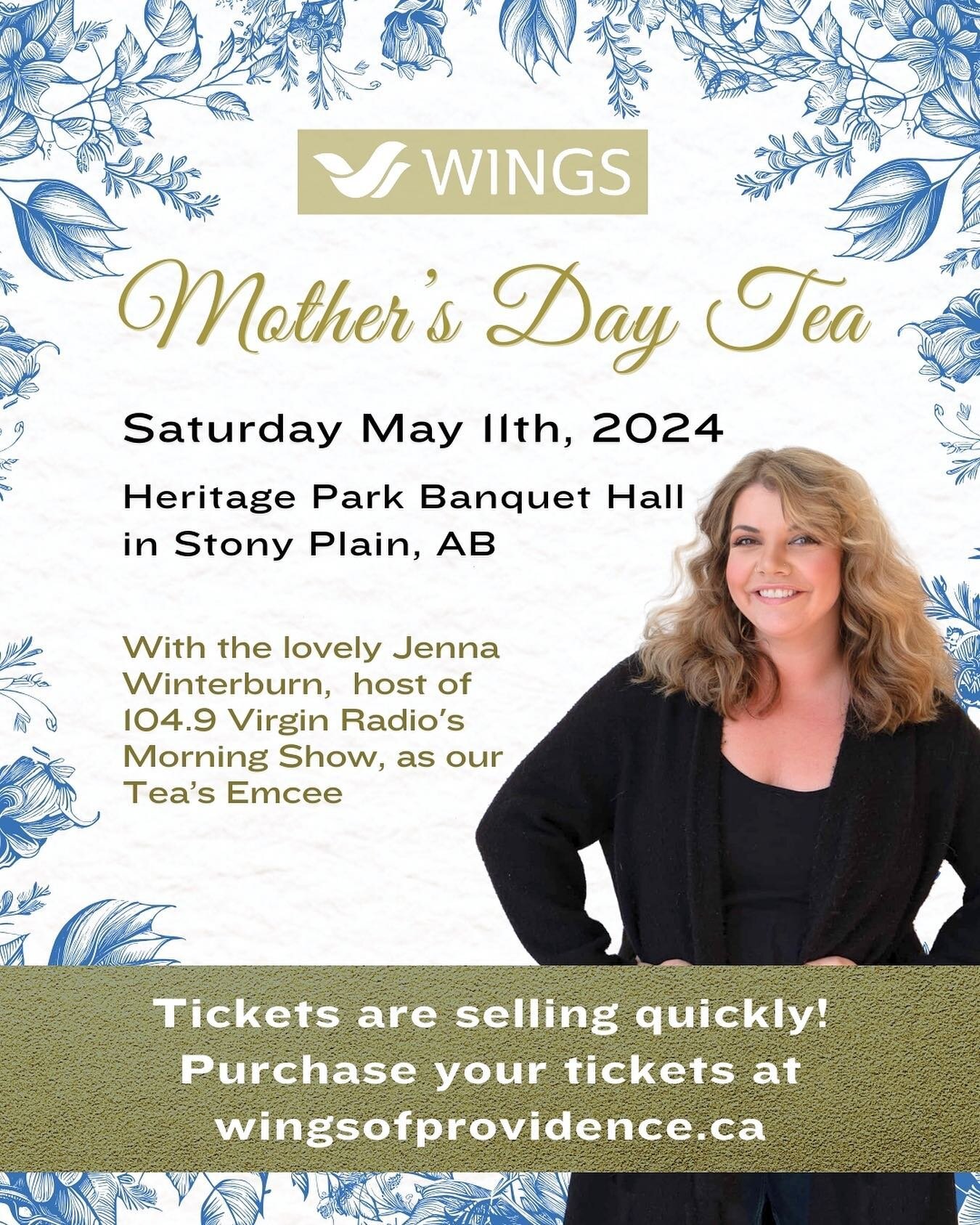 Have you purchased your tickets to the Mother&rsquo;s Day Tea? Hurry, as time is running out!  Purchase your tickets online at www.wingsofprovidence.ca  Tickets are selling quickly!

Join us for afternoon tea and light refreshments in the beautiful b
