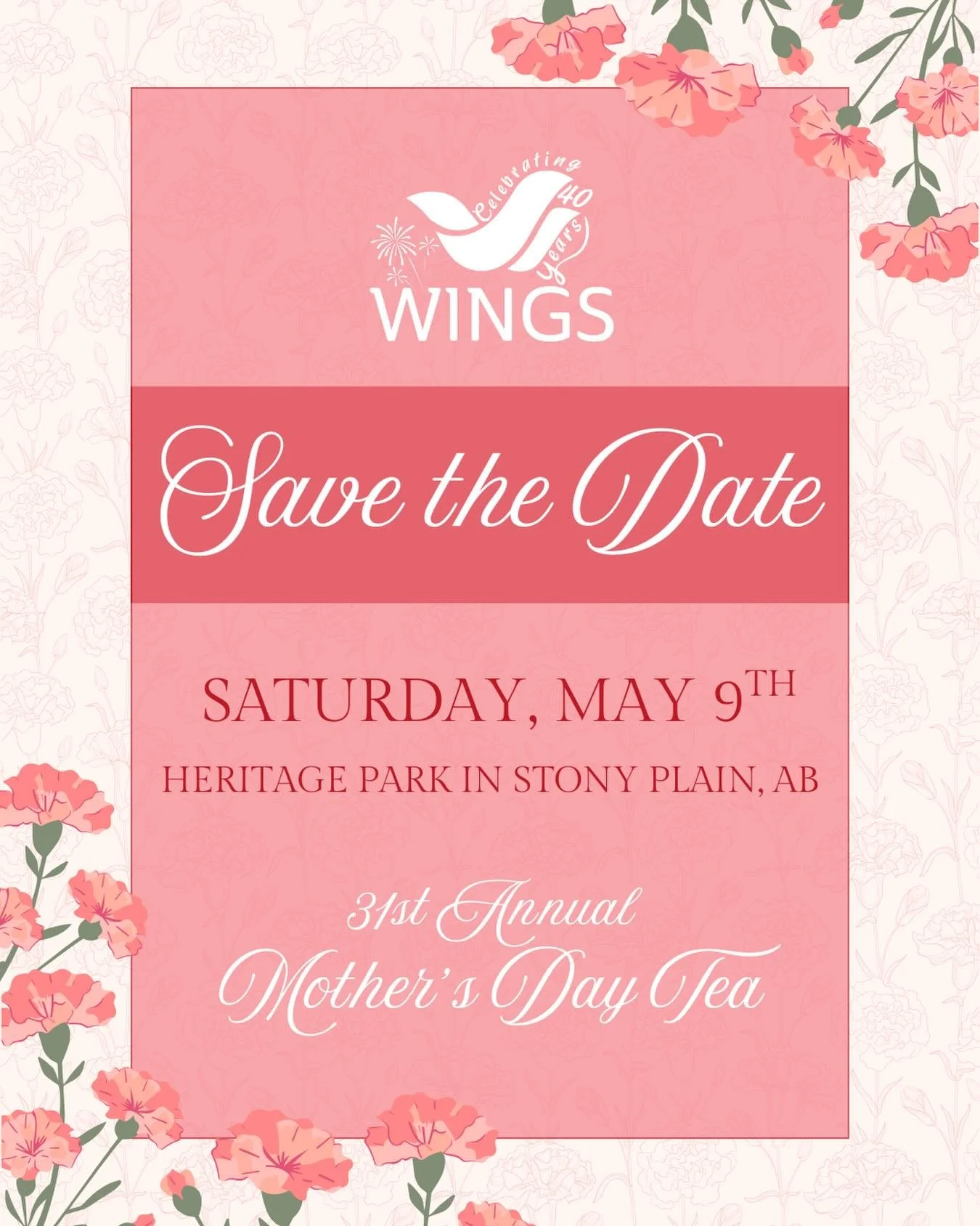 An afternoon to gather. 💐

A tradition that continues. 🫖

WINGS&rsquo; 31st Annual Mother&rsquo;s Day Tea returns on May 9, 2026.

As we celebrate 40 years of WINGS, we invite you to join us for a beautiful afternoon honouring mothers, caregivers, 