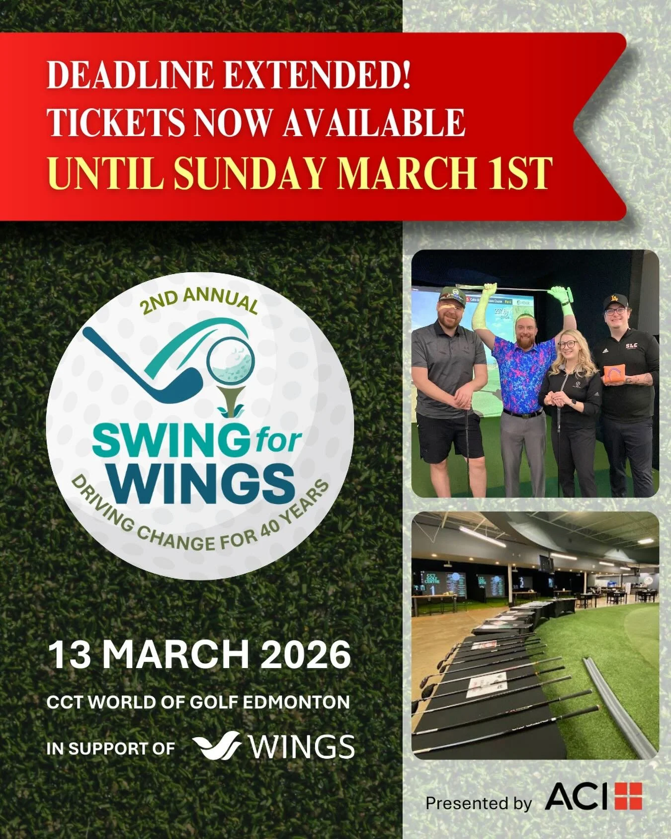 ⛳️ Golf. Friends. A great night out.
 
Ticket sales have been extended.
 
🎟 Now available until Sunday, March 1 at 11:59 pm
 
Secure yours today: www.wingsofprovidence.ca &mdash; or click the Link Tree in our Instagram Bio.
 
Join us for the 2nd Ann