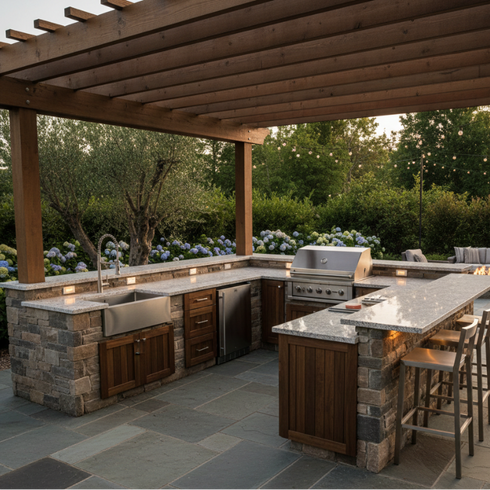 The U-Shape/Island: The ultimate chef’s setup with integrated bar seating