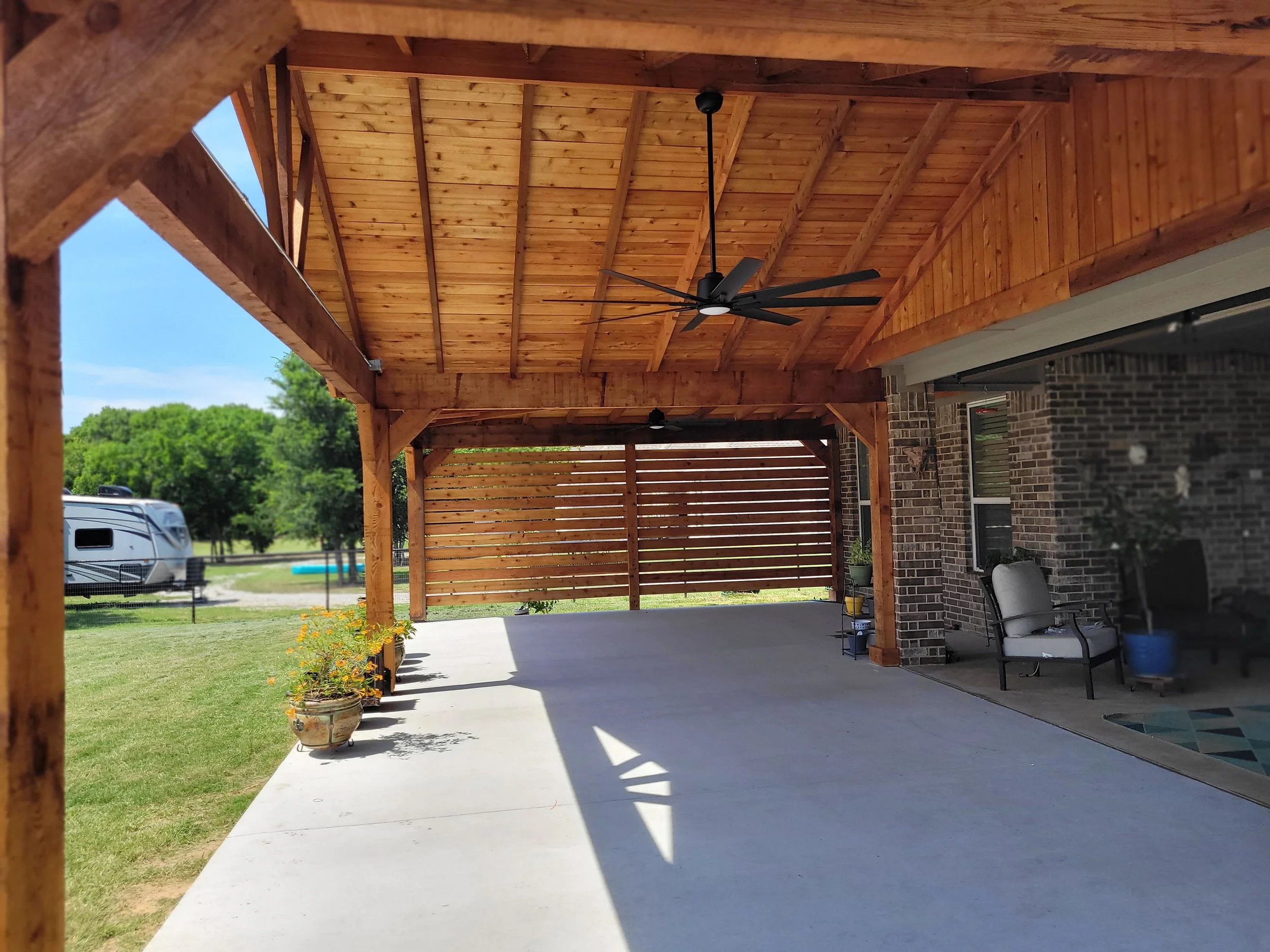 Cover with privacy wall in Weatherford Texas