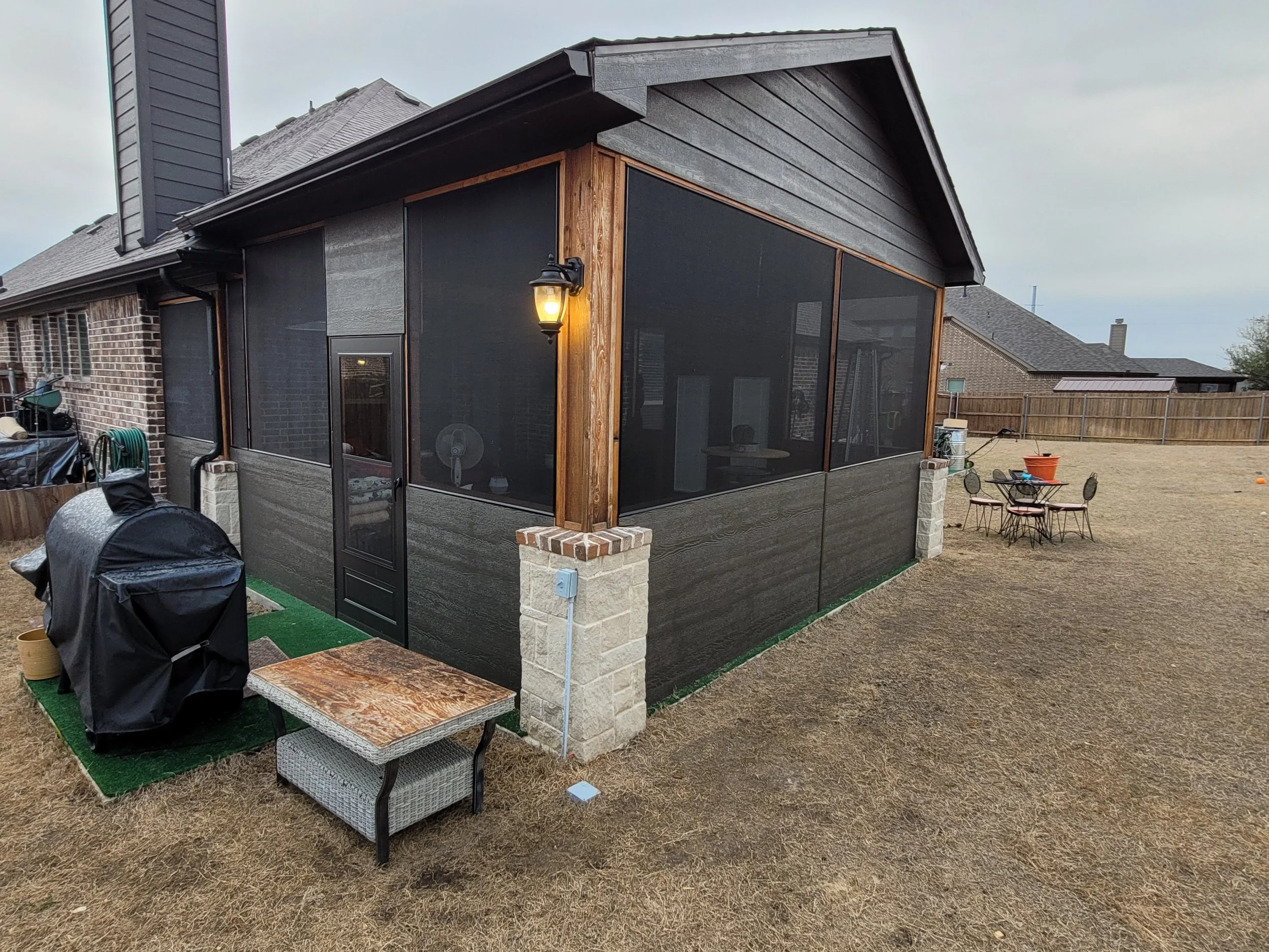 A new addition to this home! A backyard with screened enclosed patio