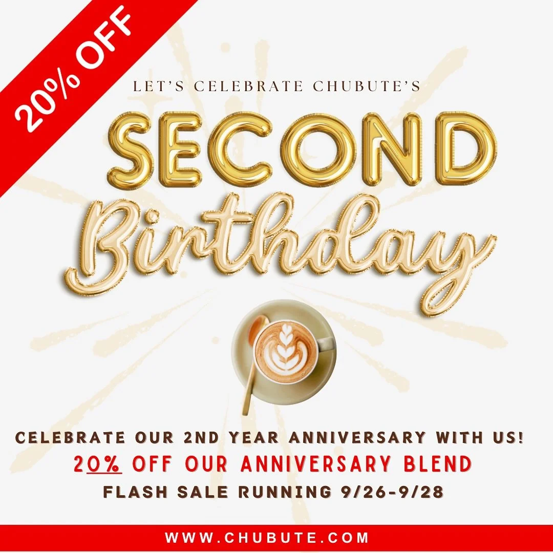 We made it&mdash;two years in business! 🎉 This weekend, we&rsquo;re celebrating our second anniversary, and we couldn&rsquo;t have done it without you. To our Chubute coffee family, thank you for every cup enjoyed, every story shared, and every frie
