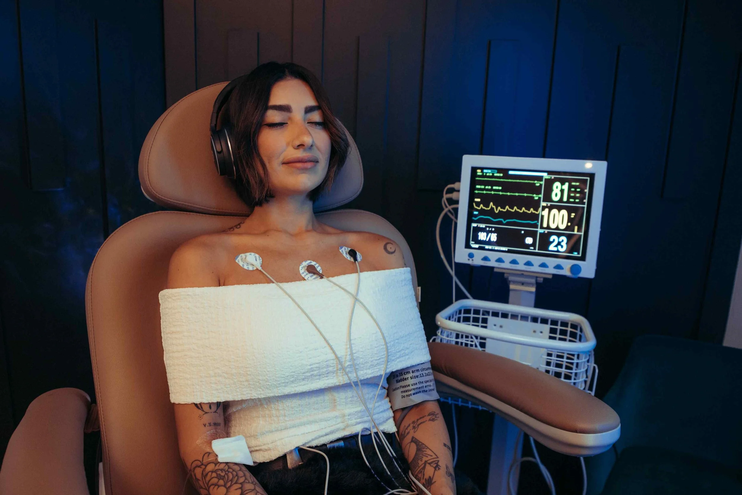 A patient going through ketamine therapy treatment at INJX Bar in Peoria, AZ.