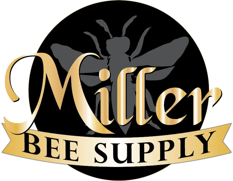 Logo for Miller Bee Supply featuring a stylized bee in the background and gold and black text reading 'Miller Bee Supply'.