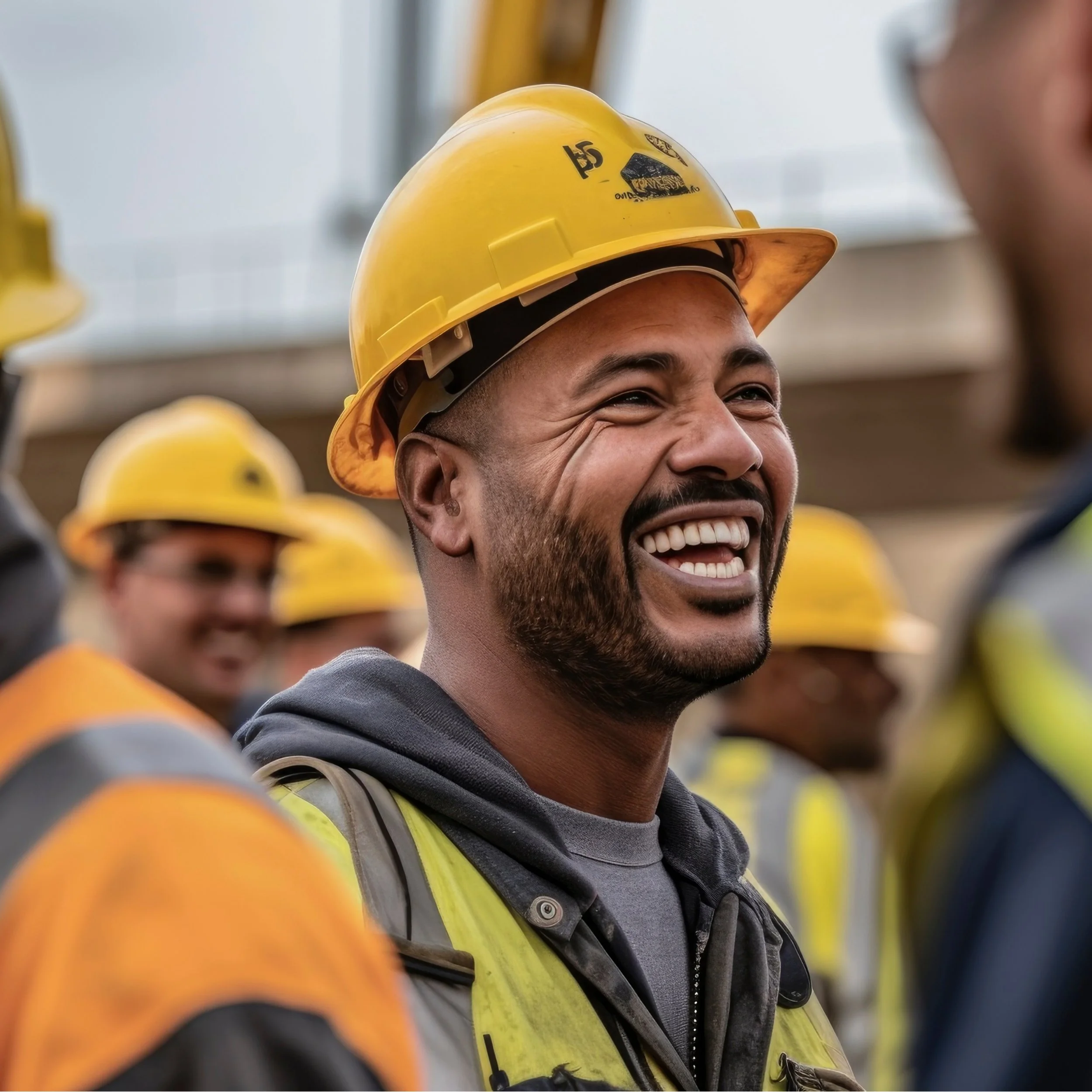 smiling construction worker on site
