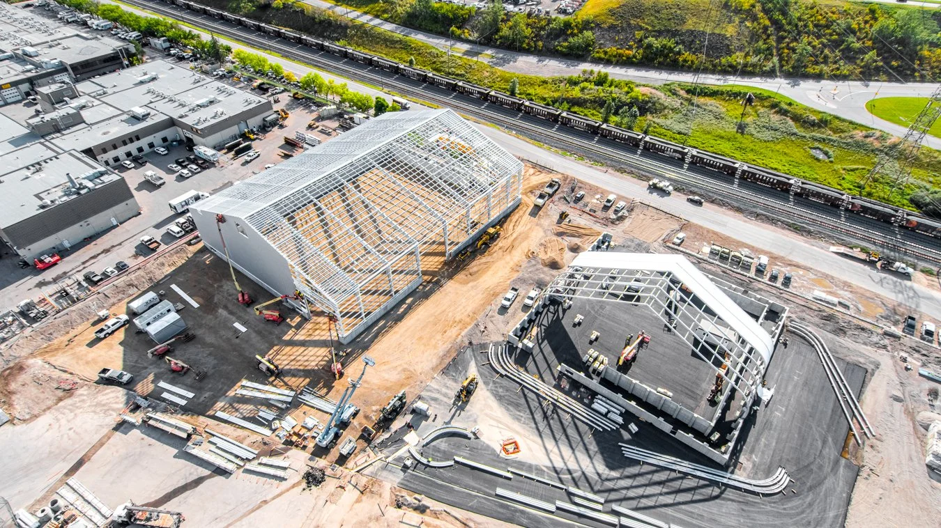 aerial view of warehouse construction
