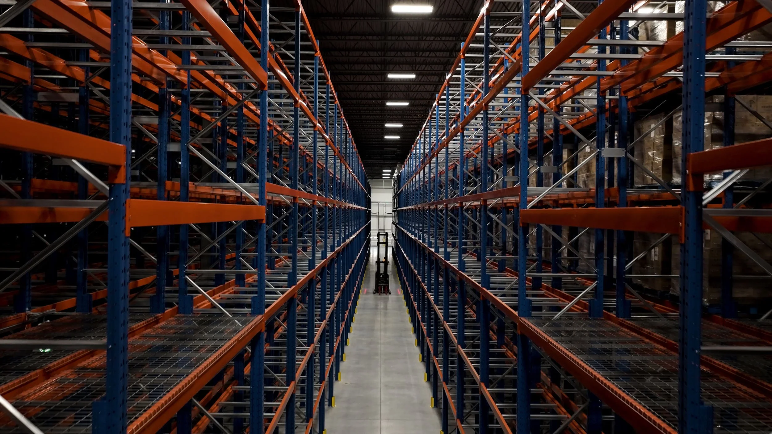 Shelving in the XTL distribution center 
