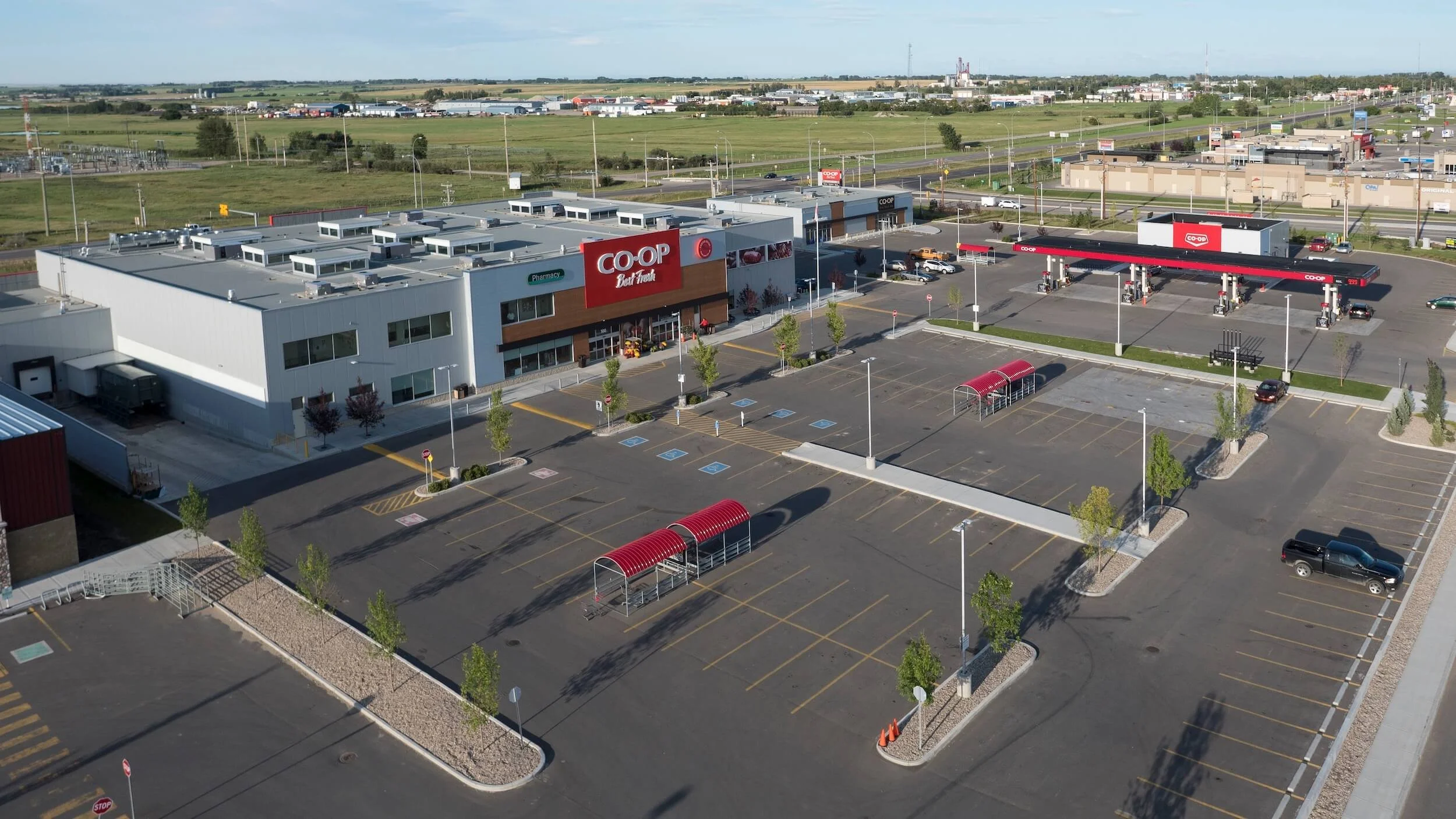 An empty parking lot at co-op