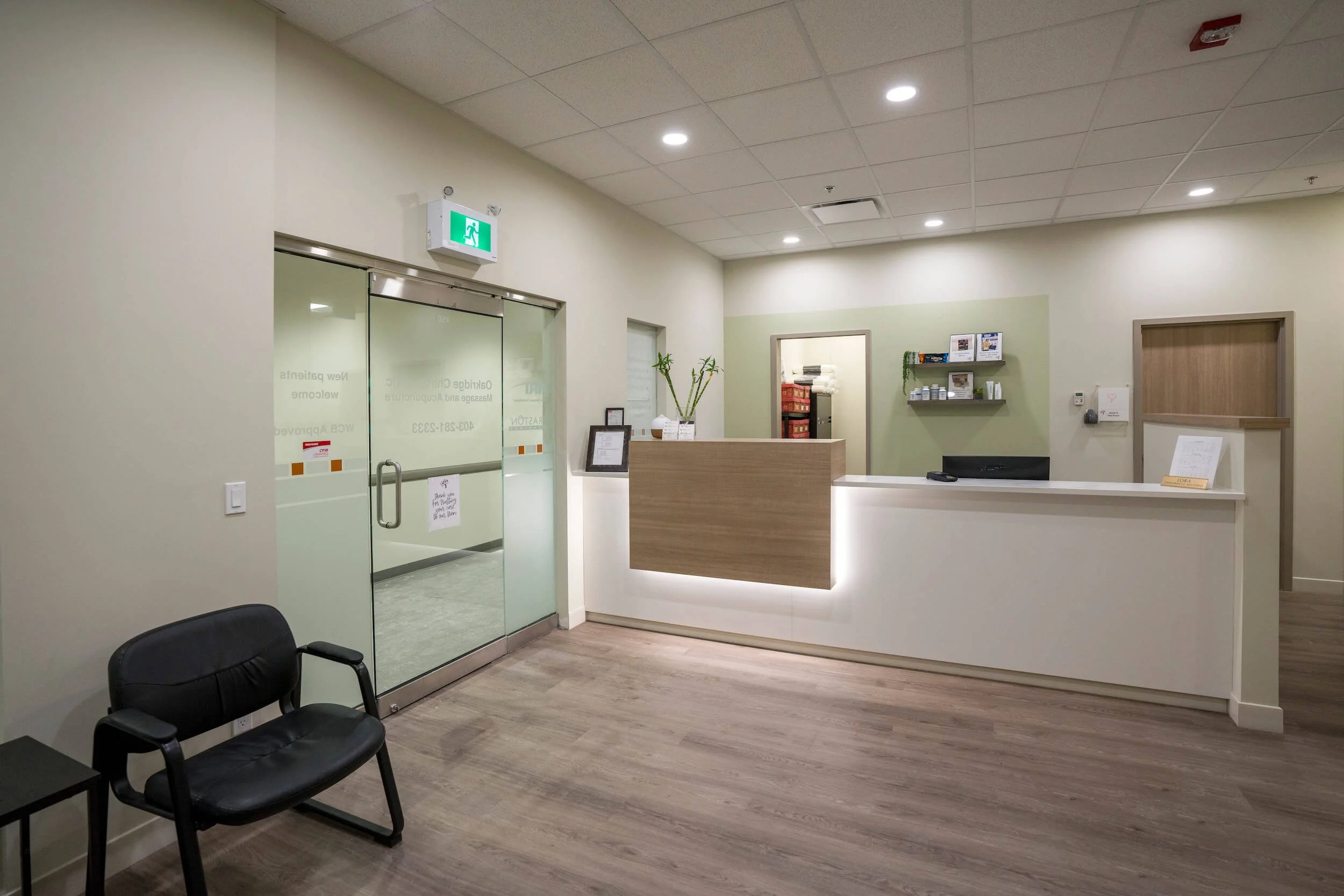 The reception desk of oakridge chiropractic centre