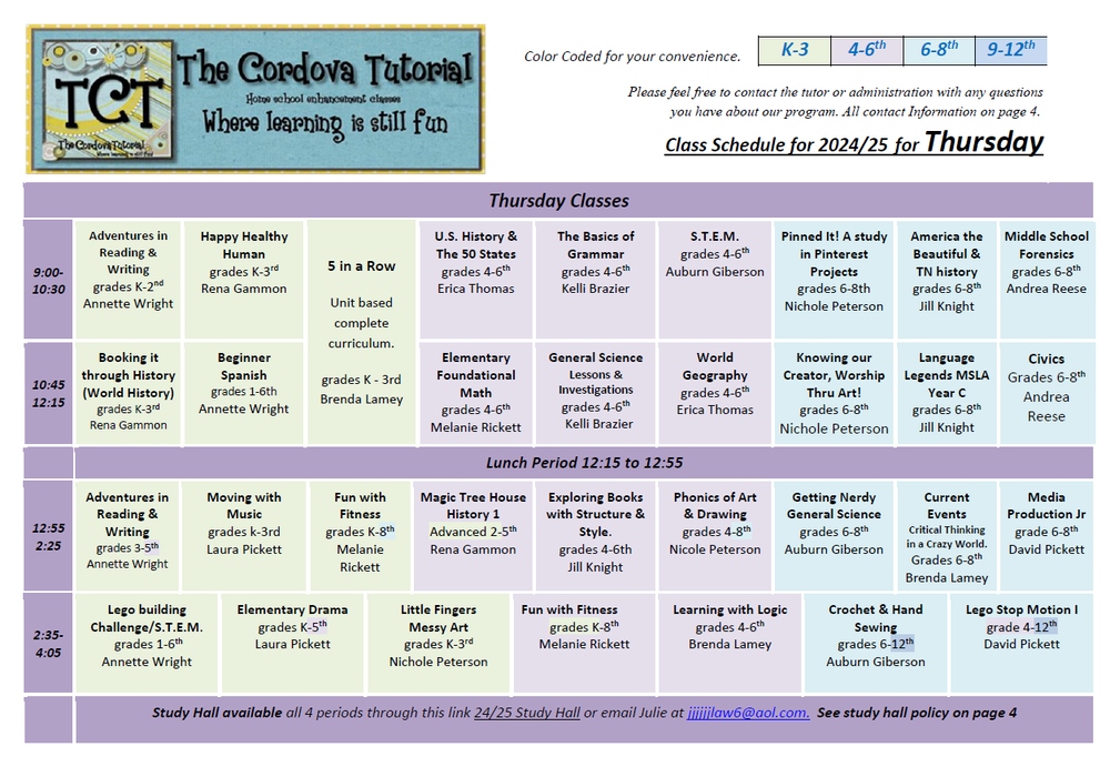24/25 Schedule — The Cordova Tutorial