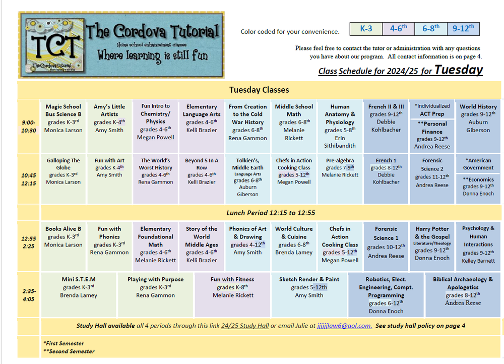 24/25 Schedule — The Cordova Tutorial