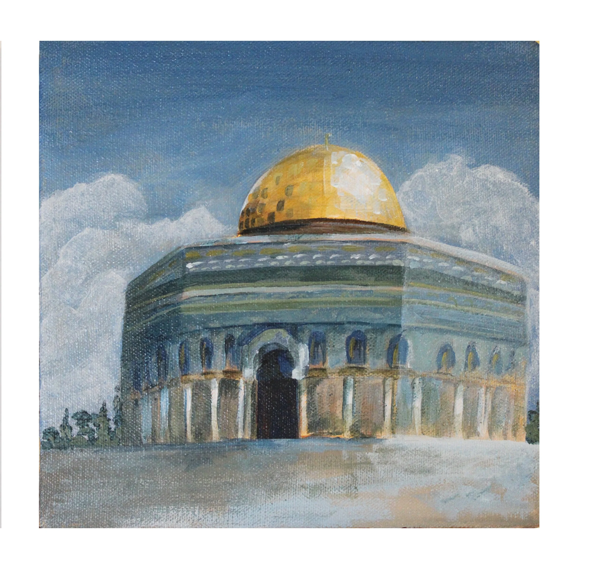 "Temple Mount",
acrylic on canvas,
8"x8",
2023.