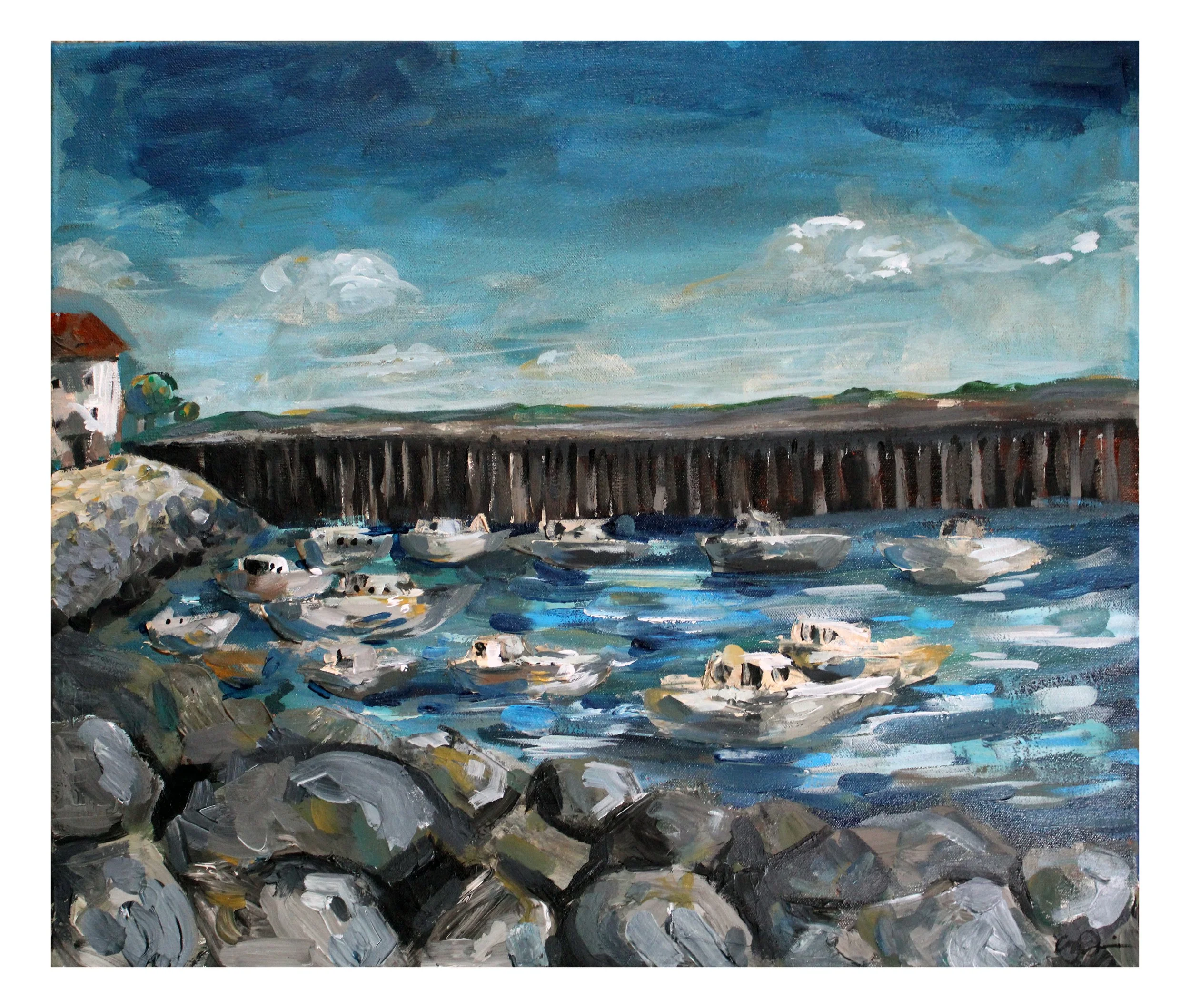 "Eastport", 
acrylic on canvas, 
20" x 23",
2024.