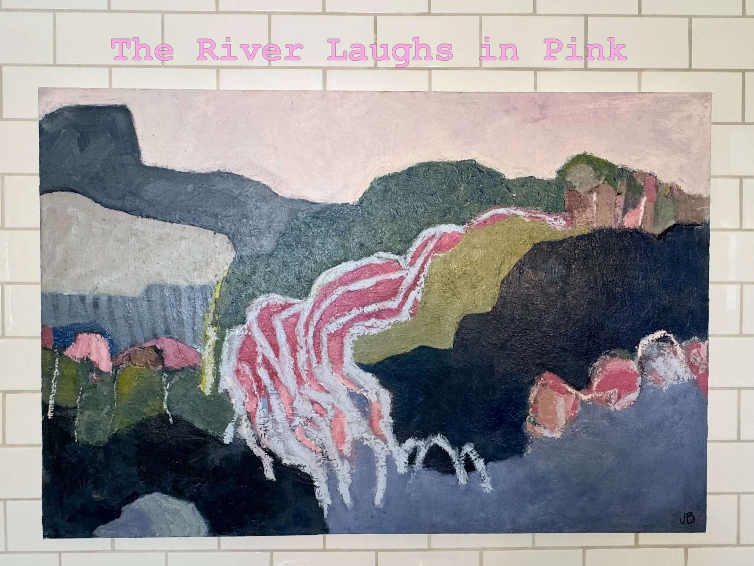 It&rsquo;s always a treat to see where my work gets to live and it was especially lovely to see &lsquo;The River Laughs in Pink&rsquo; hanging in a beautifully renovated bathroom on the Sunshine Coast this weekend. 
 
A joyful pop of colour was just 