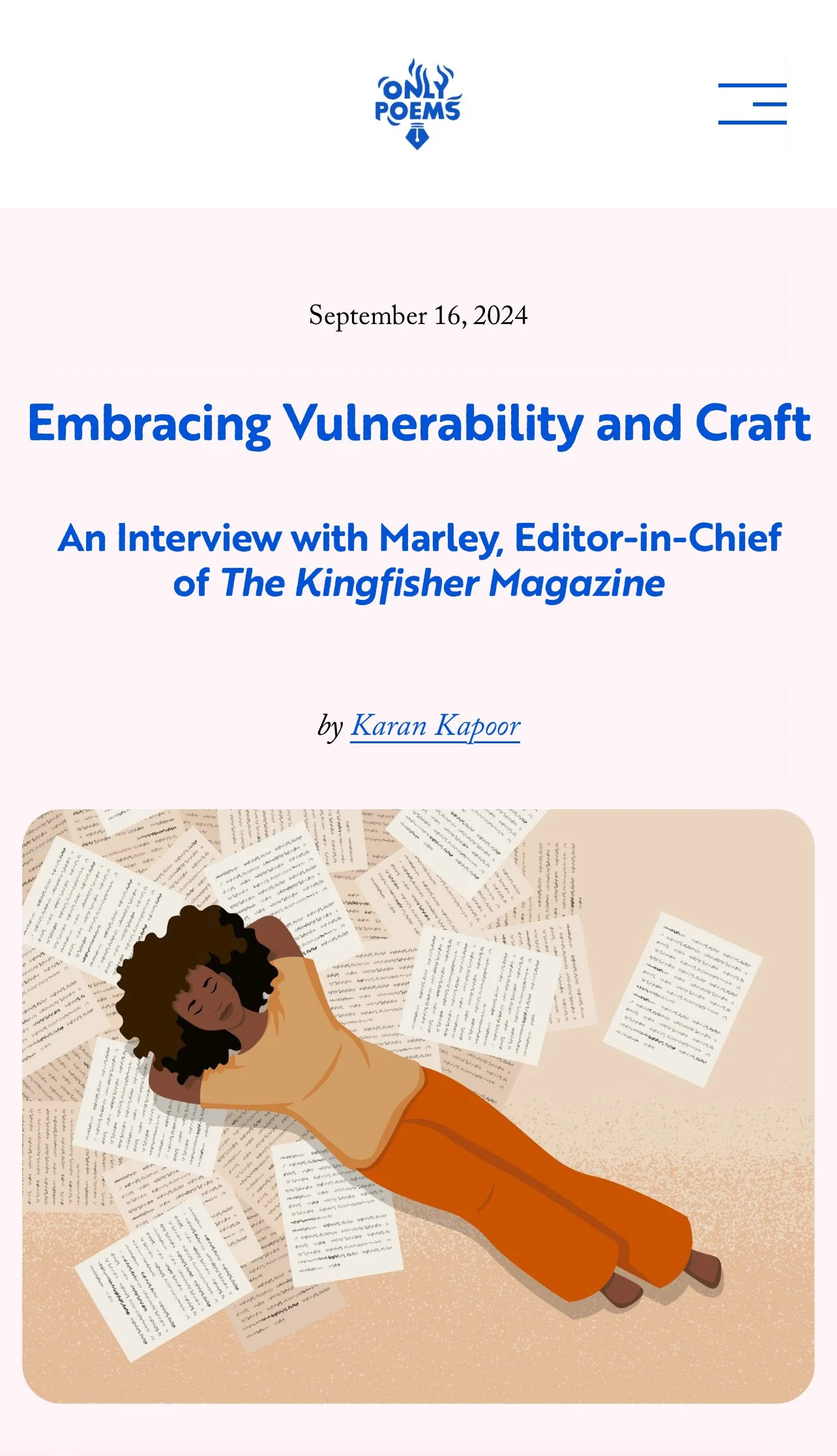 Marley Aikhionbare for ONLY POEMS