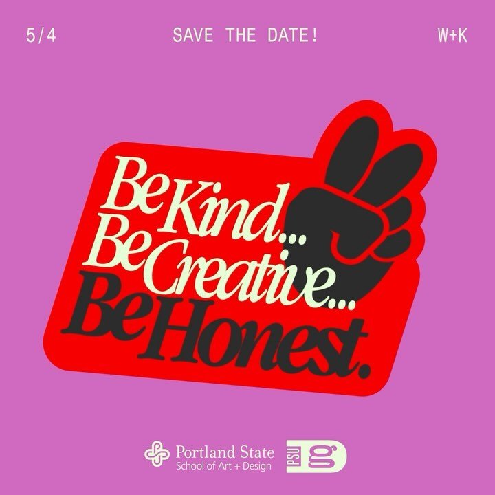 Be kind, be creative, BE HONEST! That&rsquo;s our motto. We can&rsquo;t wait to see you at Wieden+Kennedy this Saturday, May 4th from 5-8pm. Check out some of the cool work that will be at the event! Don&rsquo;t forget to RSVP ((link in bio)) 

&bull