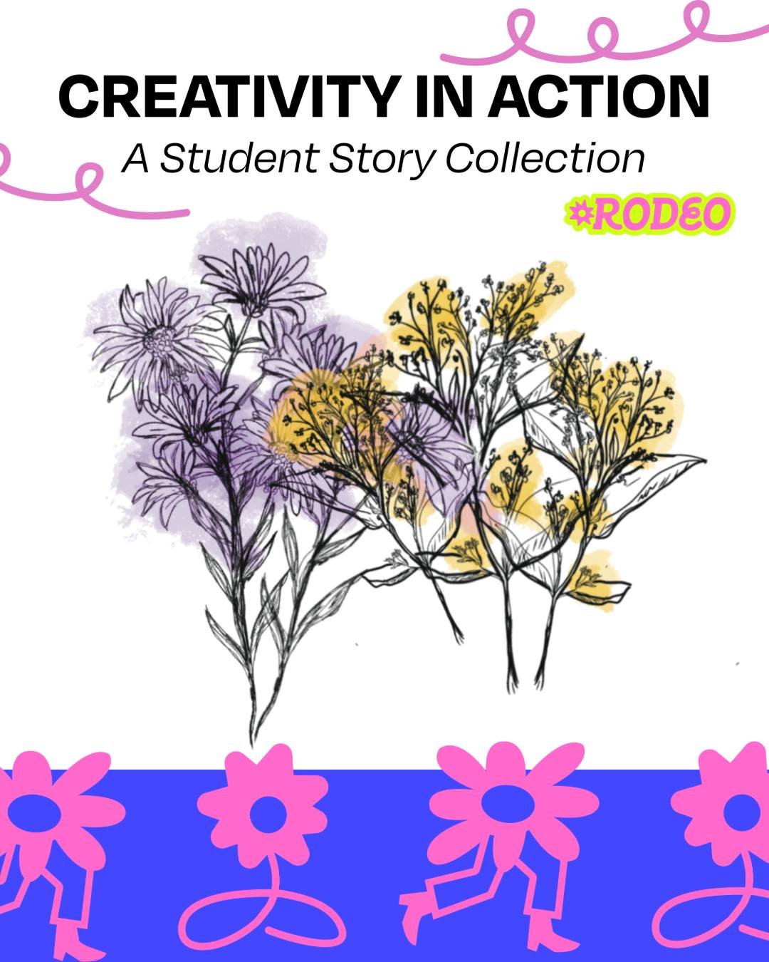 This project involved developing a visual concept for a publication featuring student-written stories from the Creativity in Action FRINQ at Portland State University. Inspired by Robin Wall Kimmerer&rsquo;s essay Asters and Goldenrod, the project ex