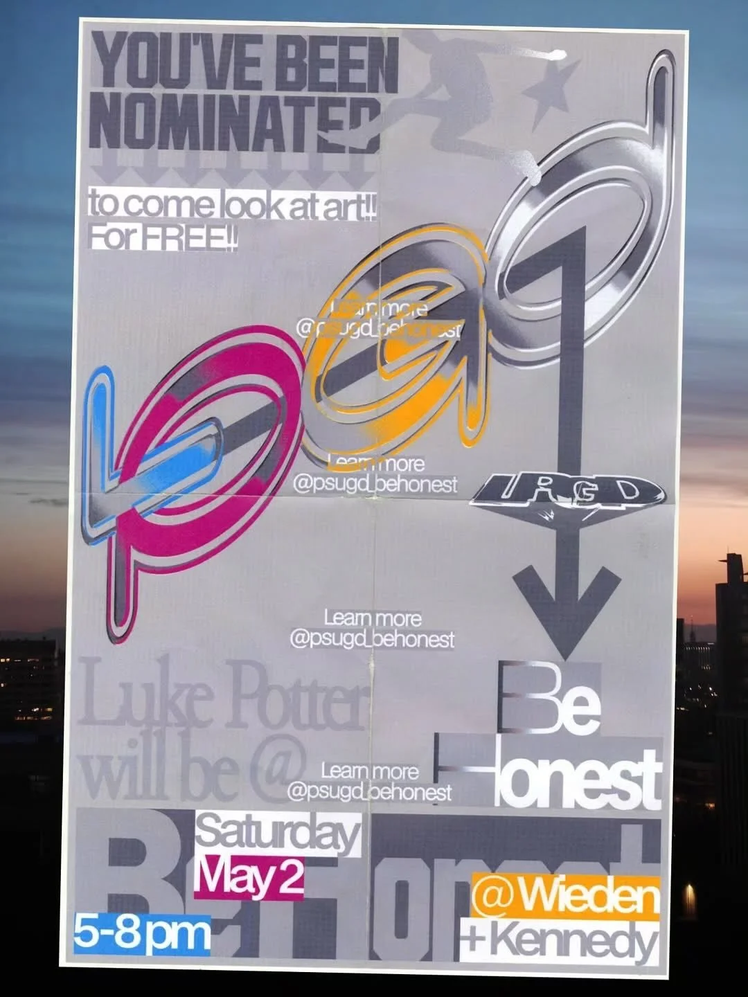 We love seeing all of the work that folks have been making for the big day! Check out @psugd student @lukepotterdotcom invite to check out their table on May 2nd! 

Repost: @lukepotterdotcom You&rsquo;ve been nominated!!!!! Pull up to @psugd_behonest