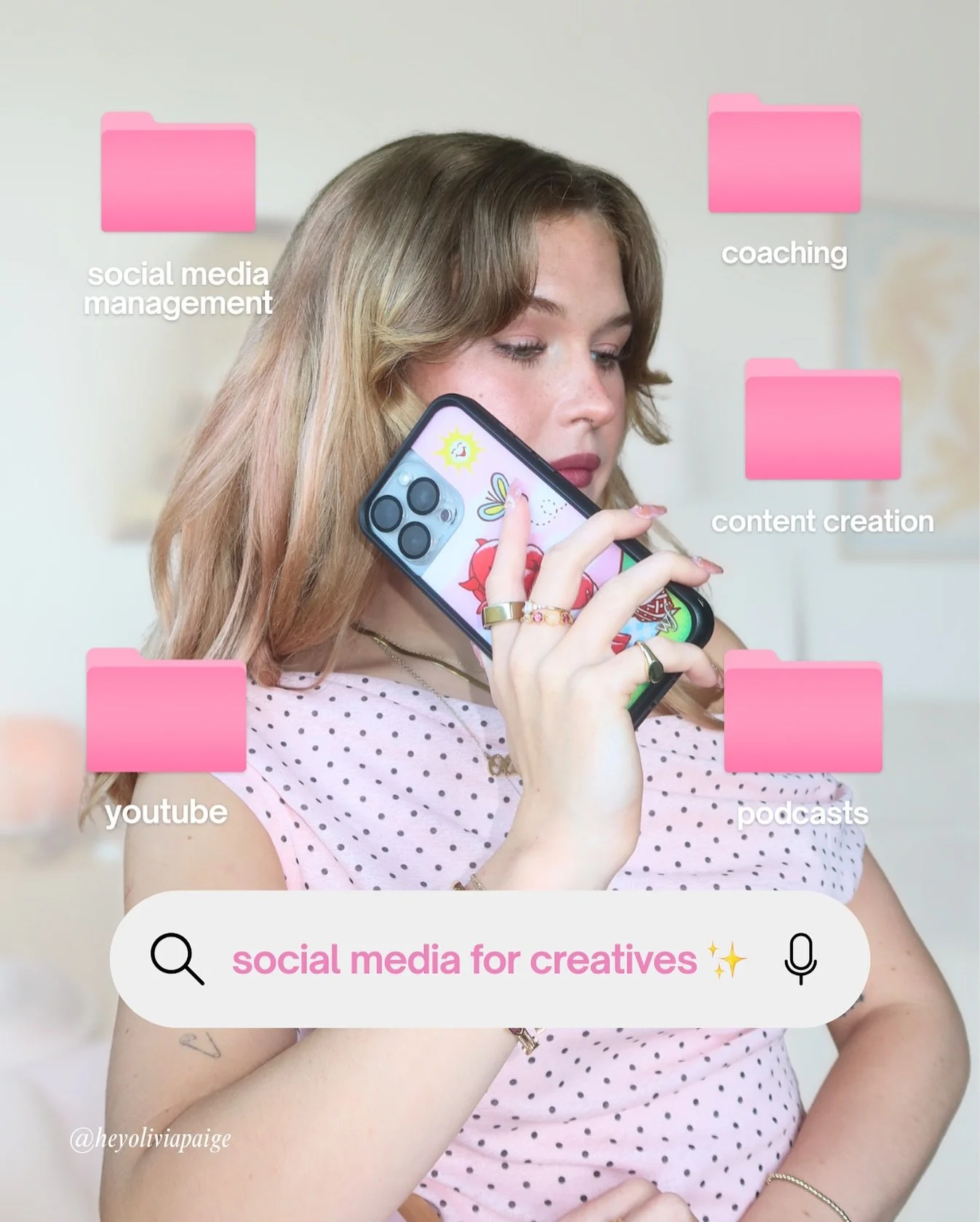 if you&rsquo;ve got a Notes app full of ideas but no time to post them&hellip; hi 👋✨ same.

I help creatives, founders, and freelancers turn their ideas into consistent, scroll-stopping content, so you can spend less time worrying about the algorith