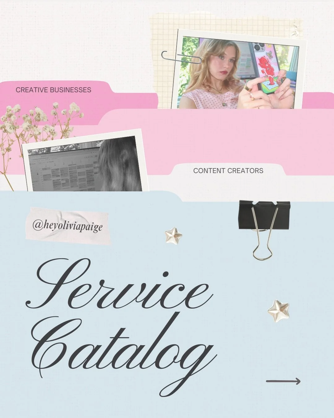 welcome to my updated service catalog for 2026 📋🌷✨

inside you&rsquo;ll find all of my current offerings for:

🤍 social media management for creatives
🎞️ short-form video editing (reels / tiktoks / shorts)
🖥️ youtube editing &amp; channel suppor