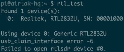 Example rtl_test output with 1 SDR.