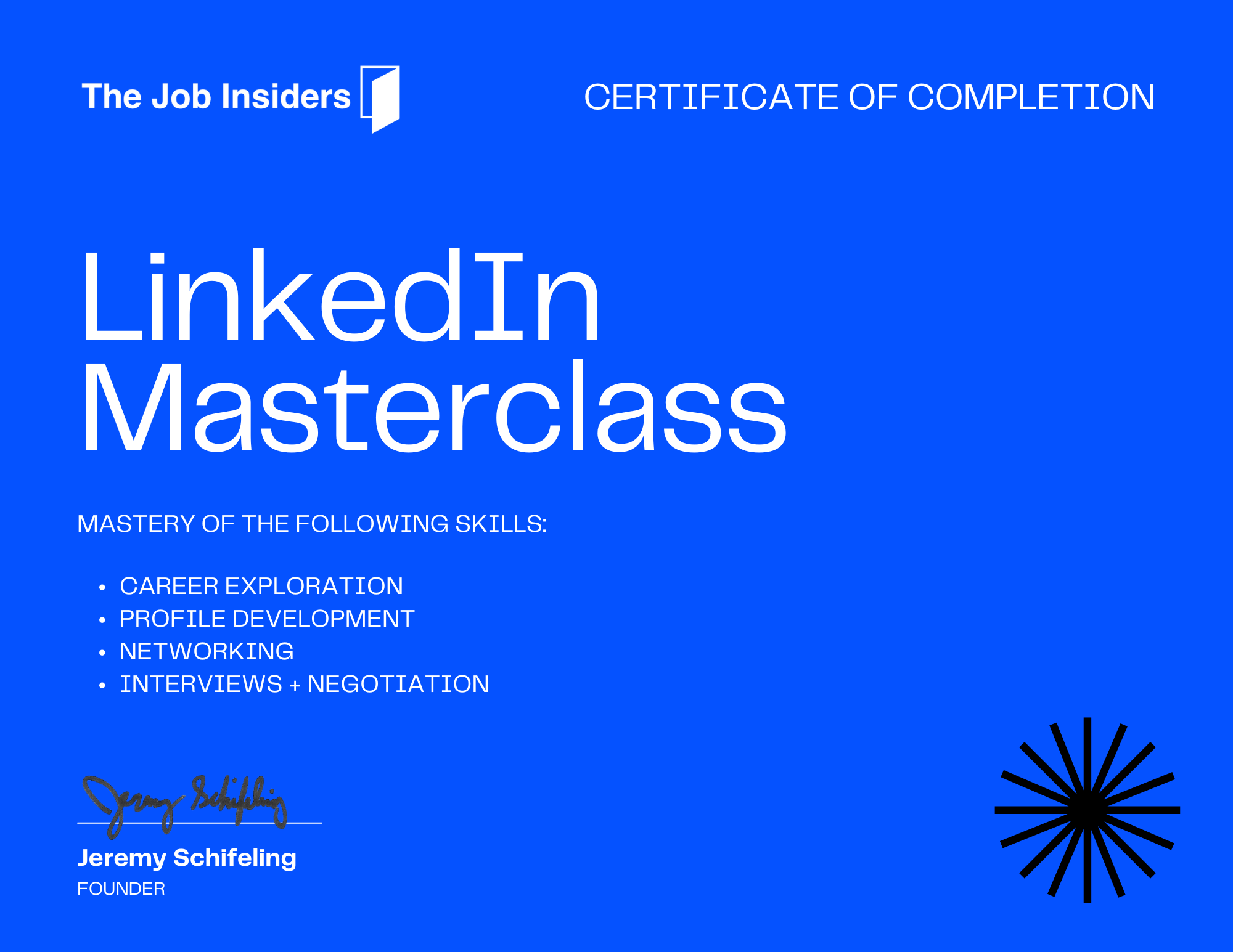 LinkedIn Masterclass Certificate — The Job Insiders