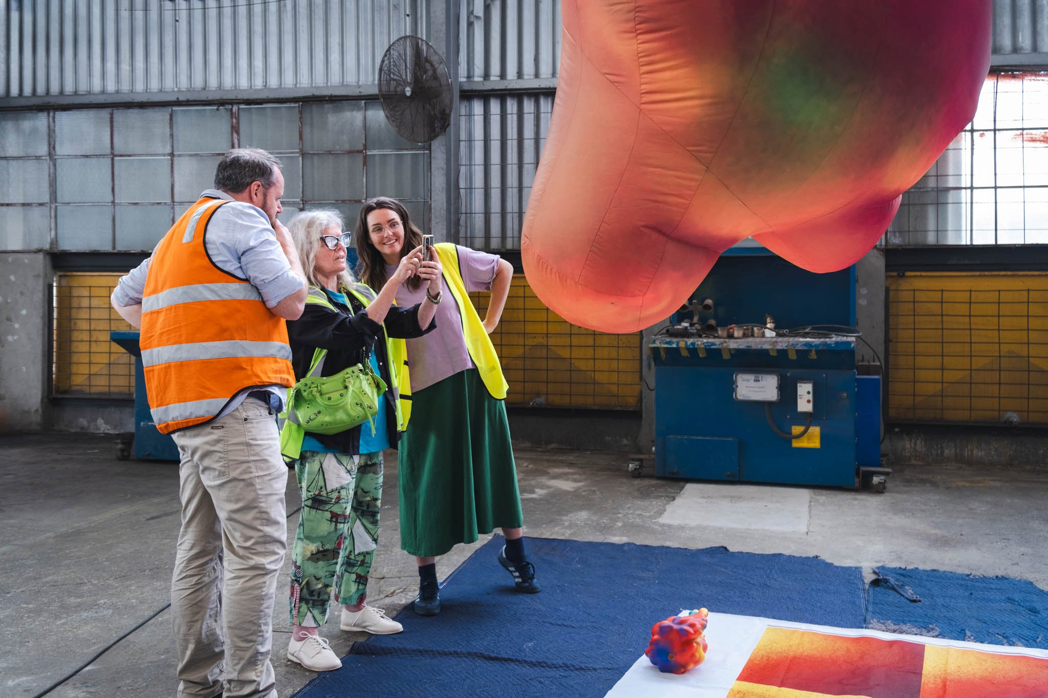 Judy Darragh and UAP Team Brisbane with Ether Sample. Image Courtesy of UAP | Urban Art Projects