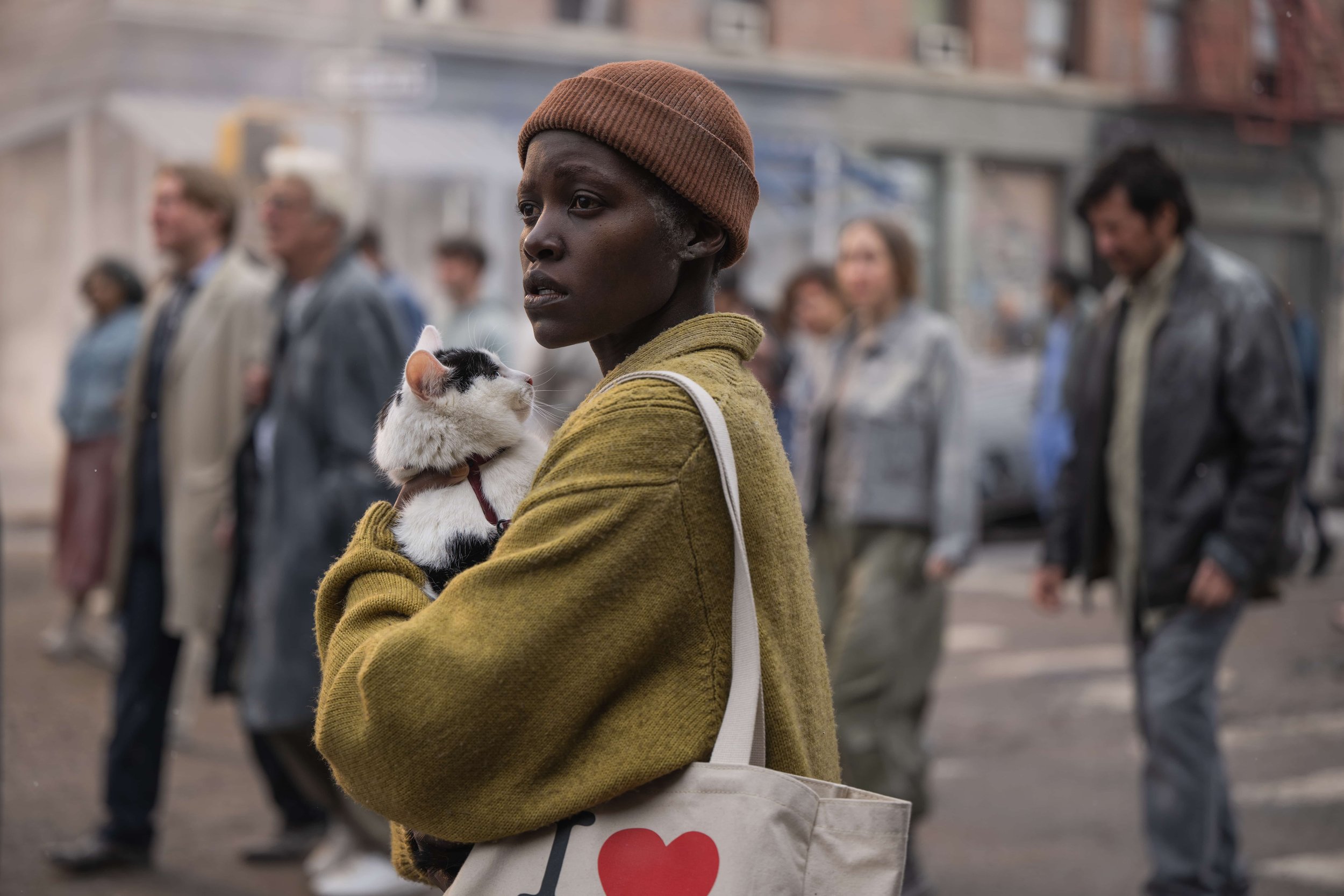 woman with cat in New York City apocalypse