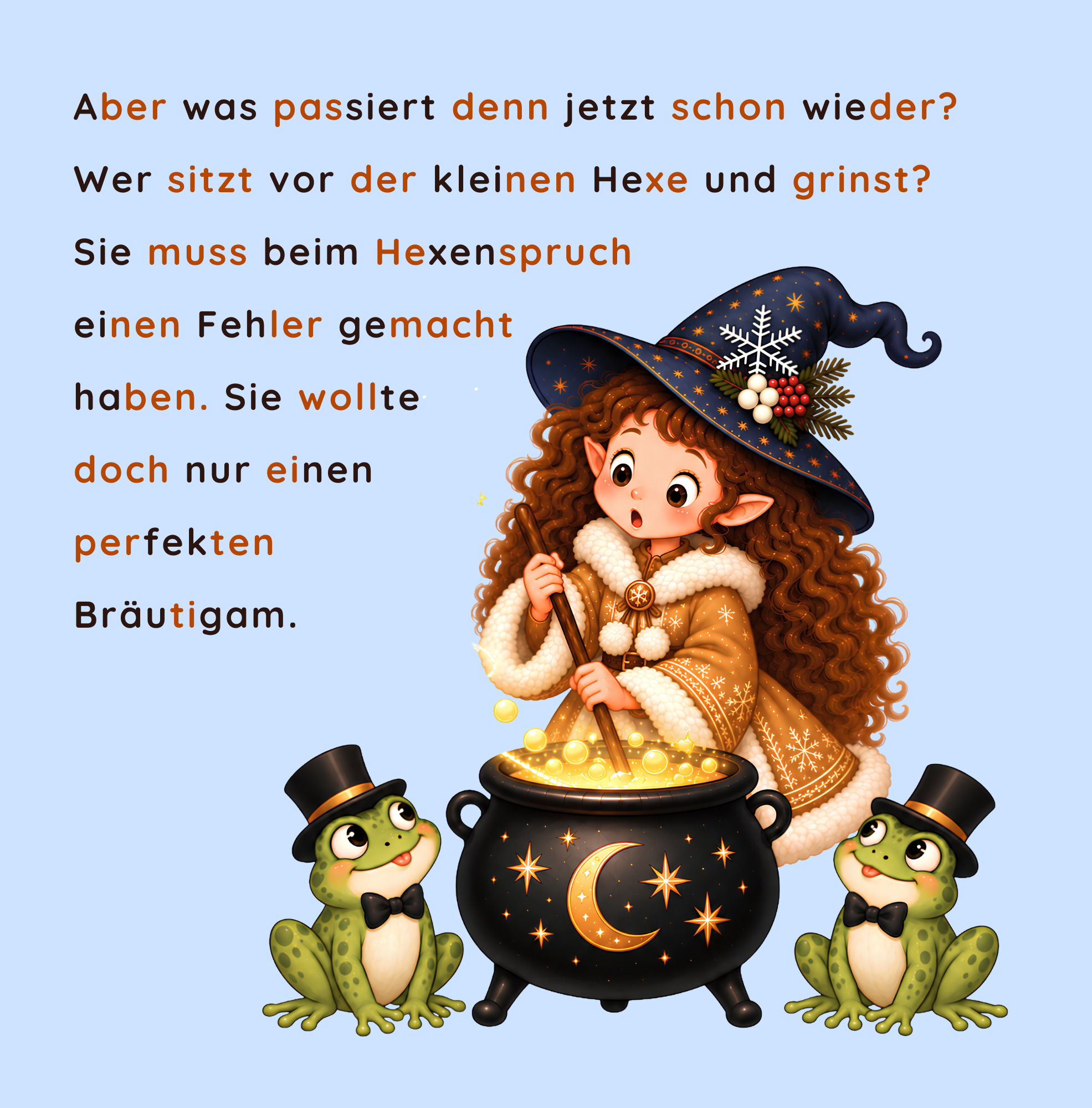 Kleine Hexe entdeckt zwei Frösche, nachdem ihr Zauberspruch für den perfekten Bräutigam schiefgeht